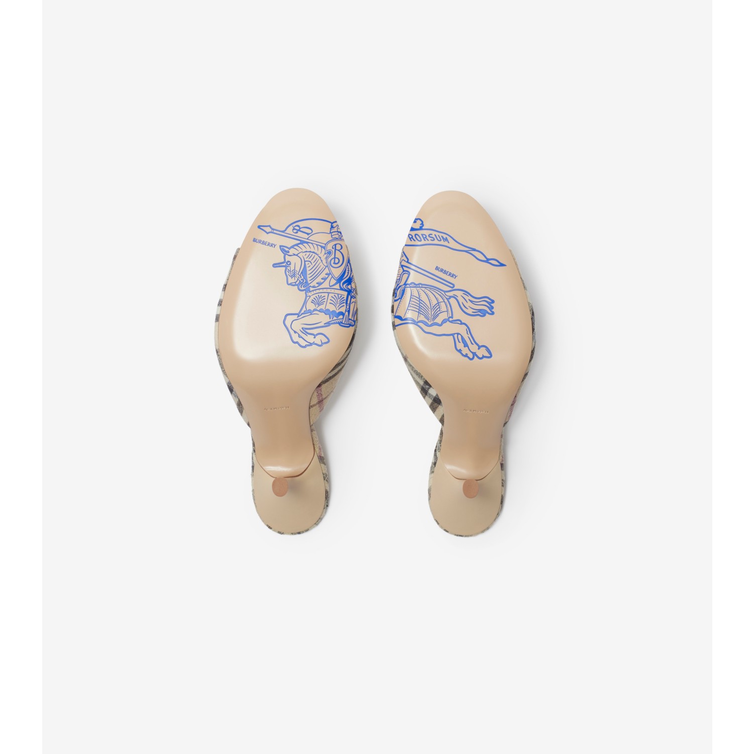 Check Linen Blend Mews High Mules​