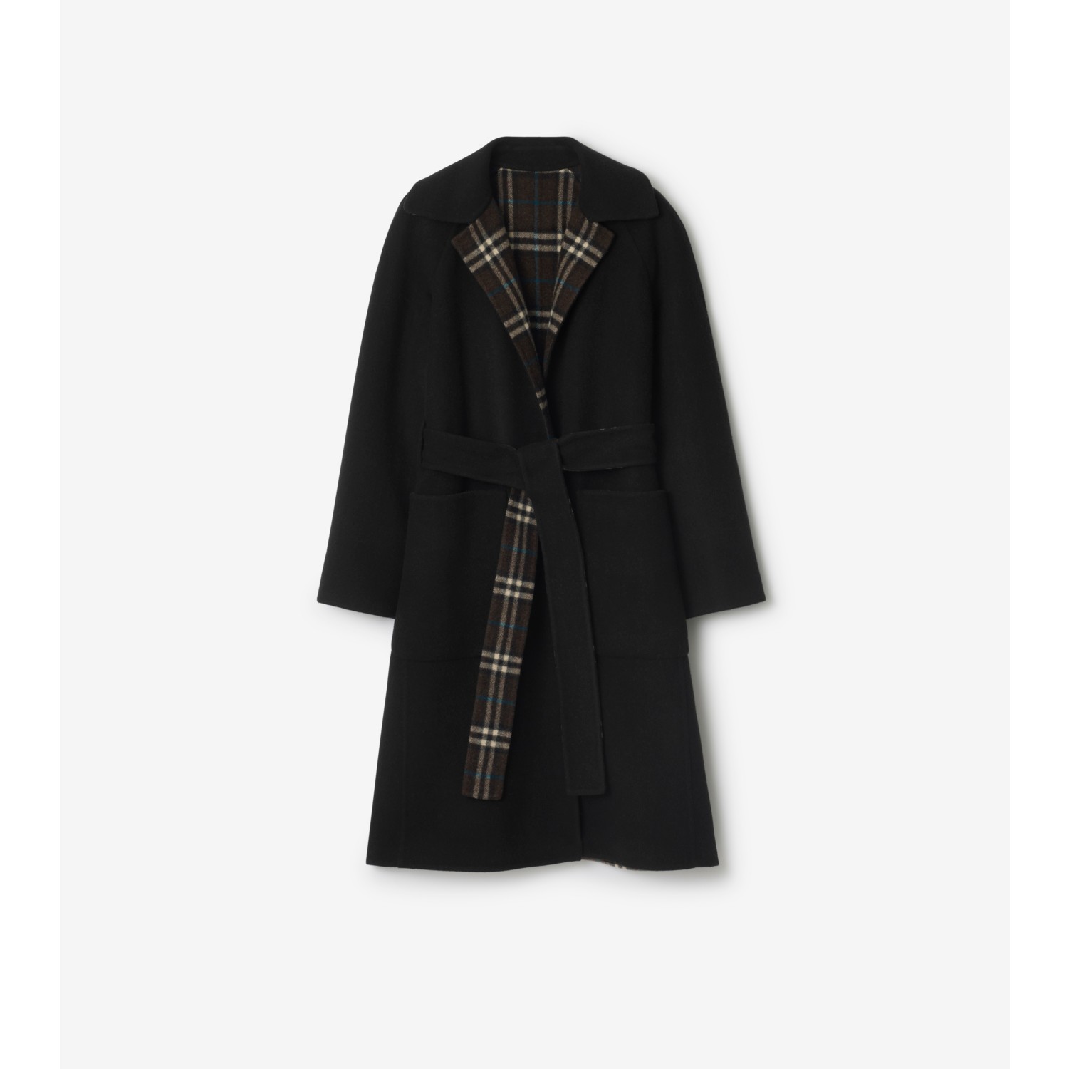 Manteau portefeuille réversible en laine