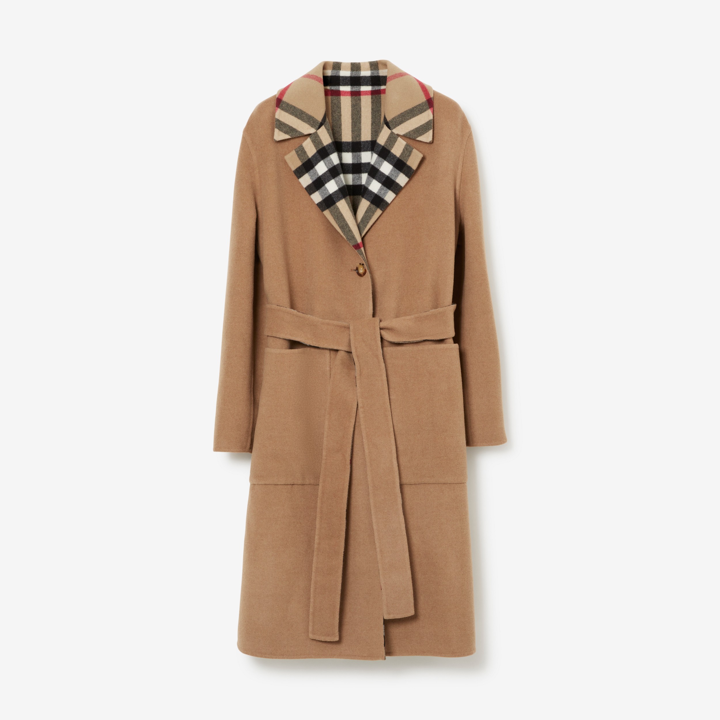 Reversible Check Wool Coat in Archive Beige - Women | Burberry® Official - 1