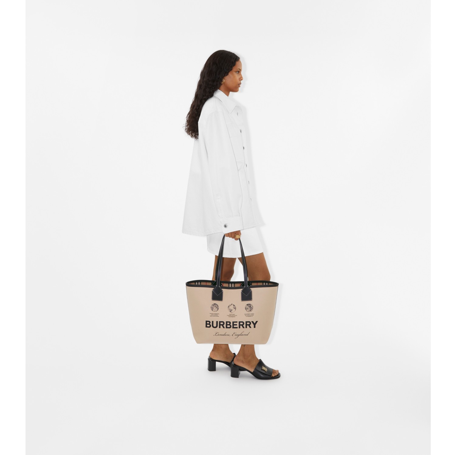 Mini London Tote Bag in Archive Beige - Women | Burberry® Official