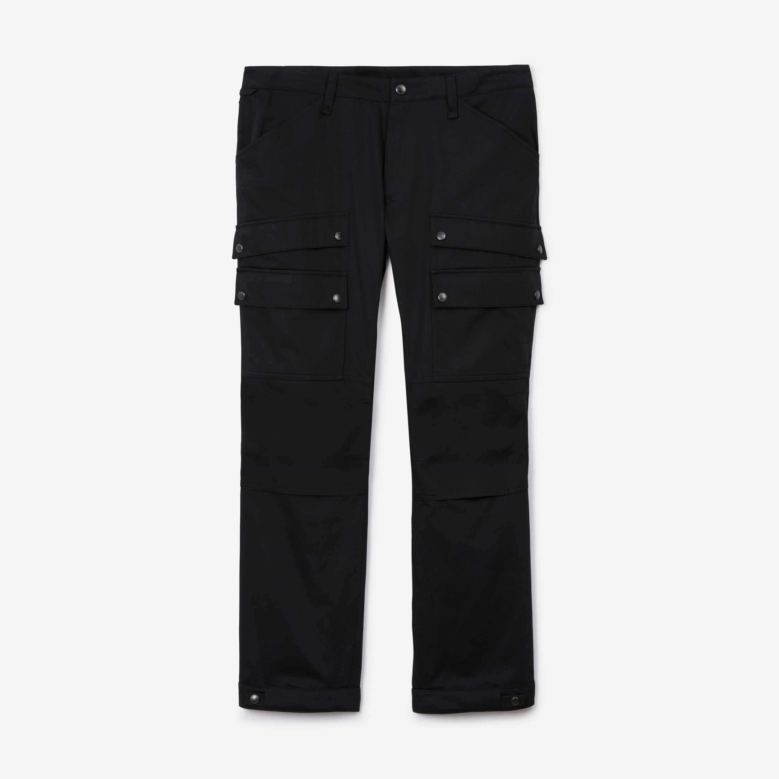Embroidered Logo Cotton Cargo Trousers in Black - Men | Burberry® Official - 1