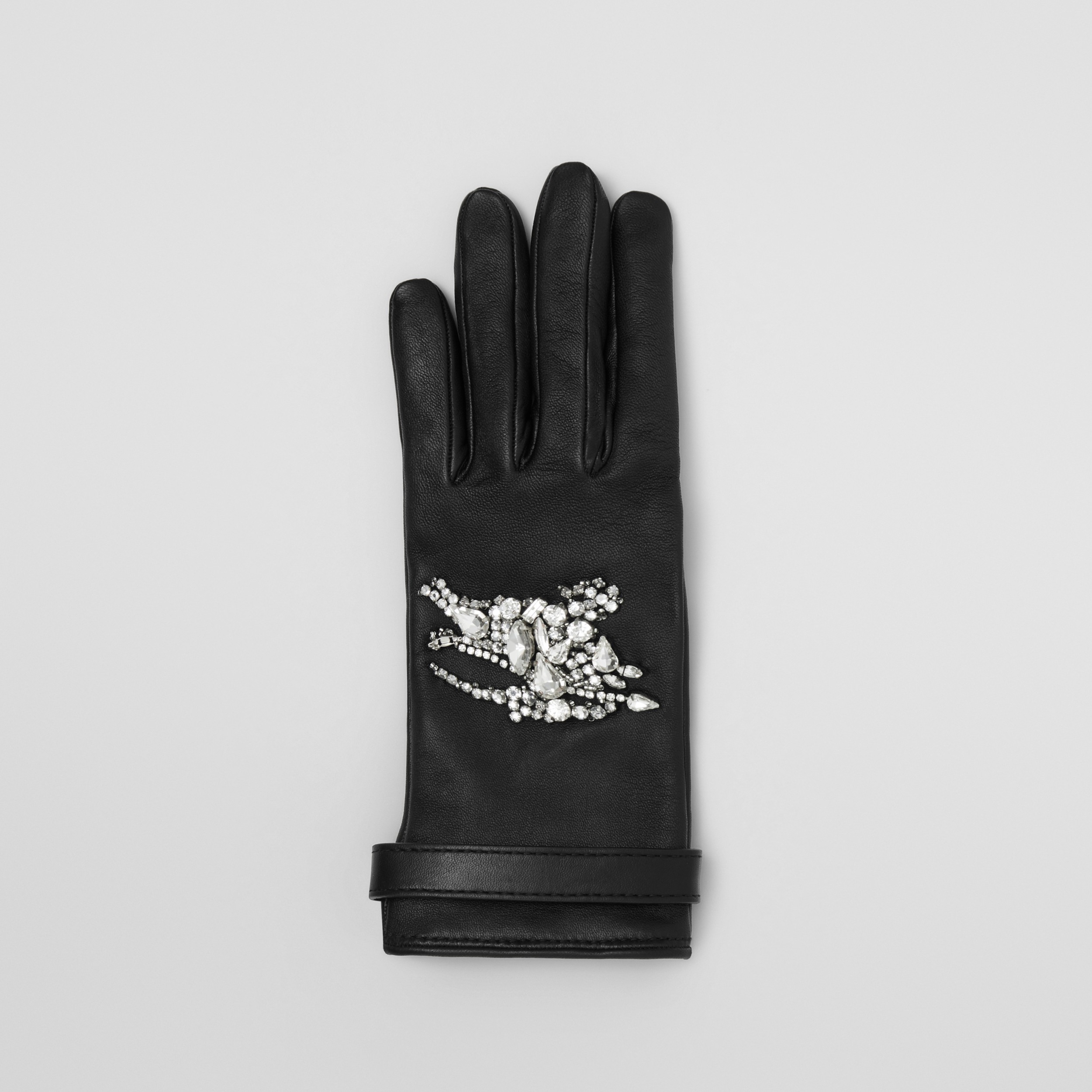 Crystal Equestrian Knight Design leather Gloves in Black - Women ...
