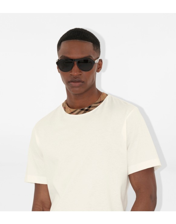 Check Trim Cotton T-shirt