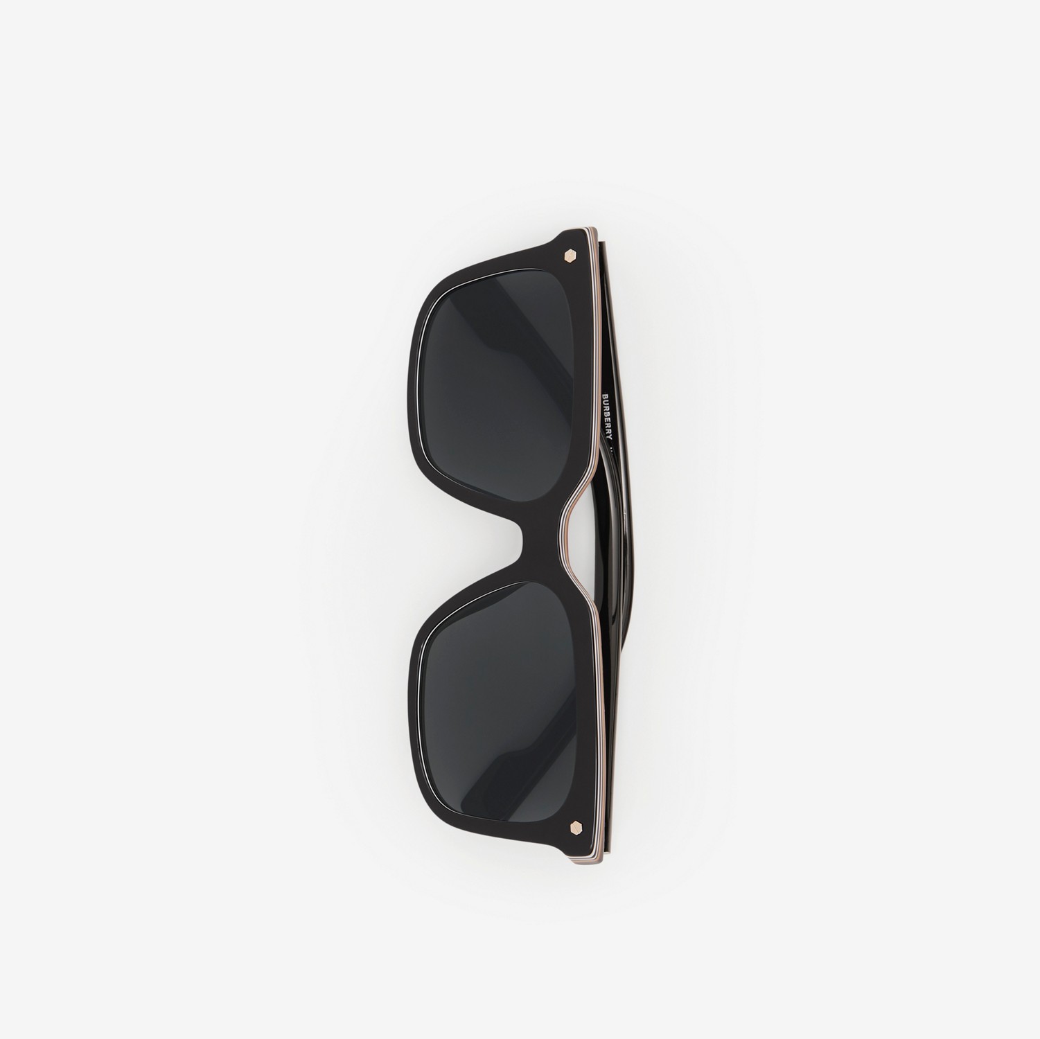 Stripe Detail Square Frame Sunglasses in Black - Men Stripe Detail Square Frame Sunglasses in Black - Men