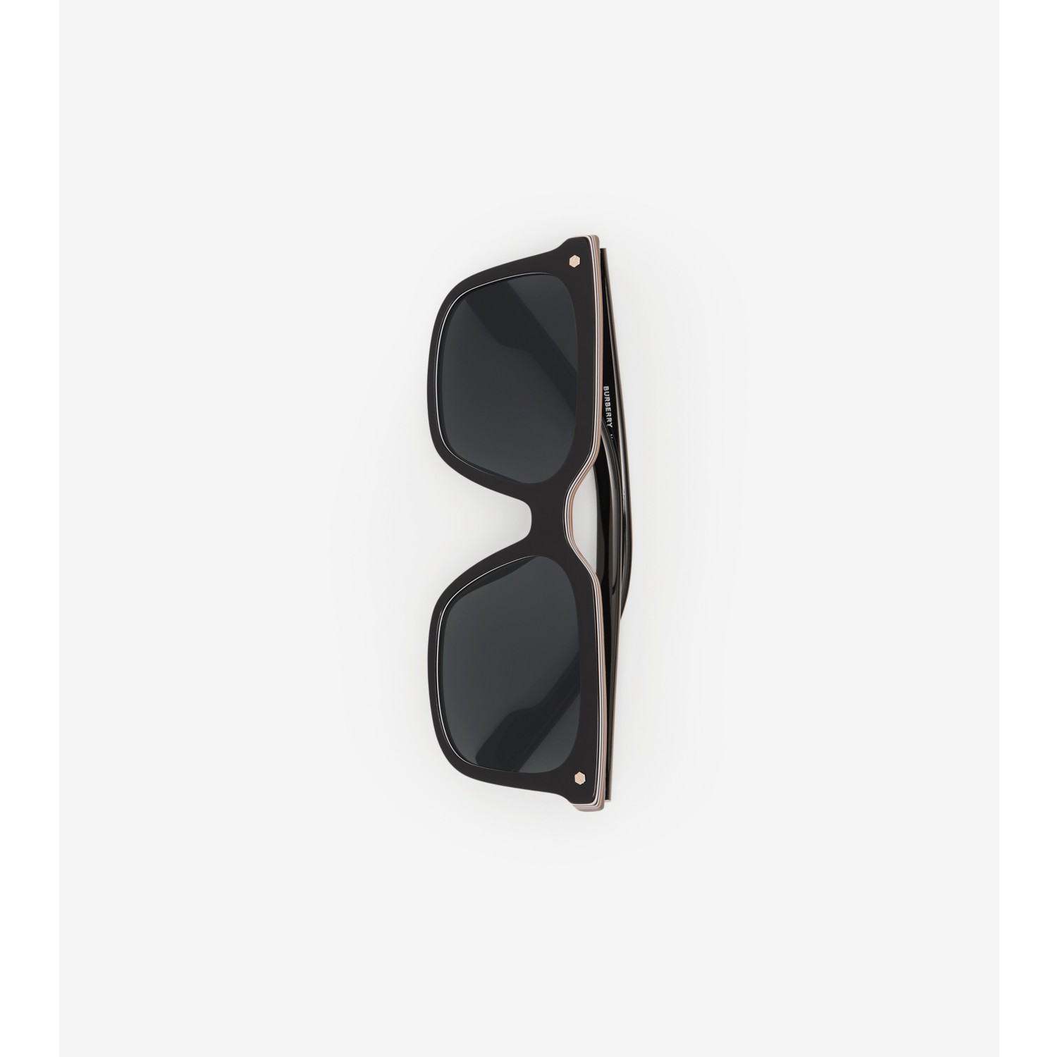 Stripe Detail Square Frame Sunglasses in Black - Men | Burberry 