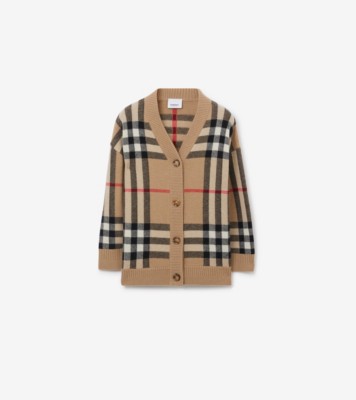 Burberry Kids check-print wool-cashmere cardigan - Red