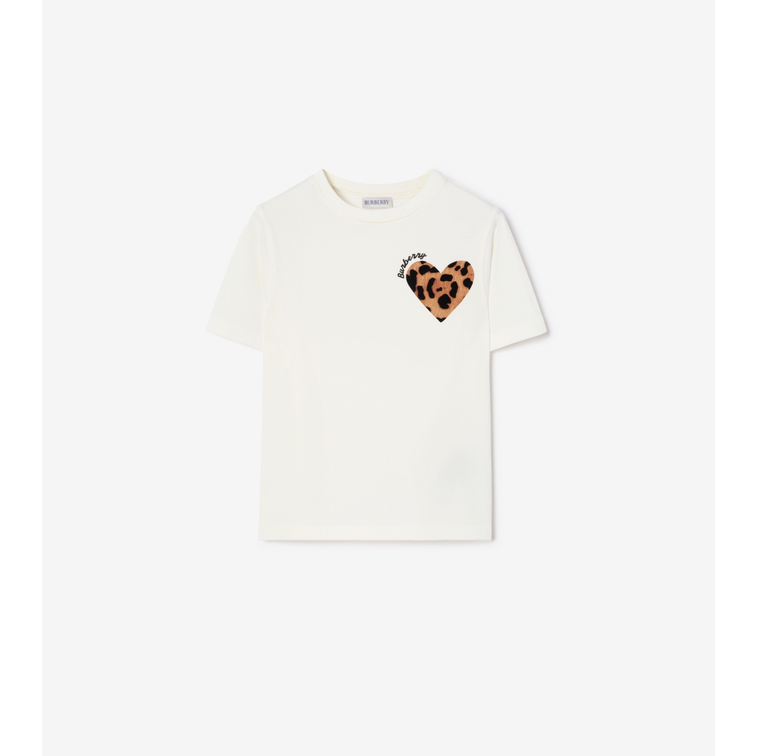 Baumwoll-T-Shirt mit Herz im Leopardenmuster