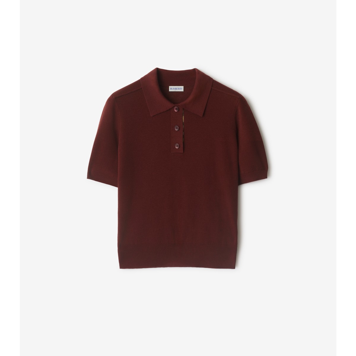 Burberry Bordeaux Wool Polo Shirt Women In Burgundy
