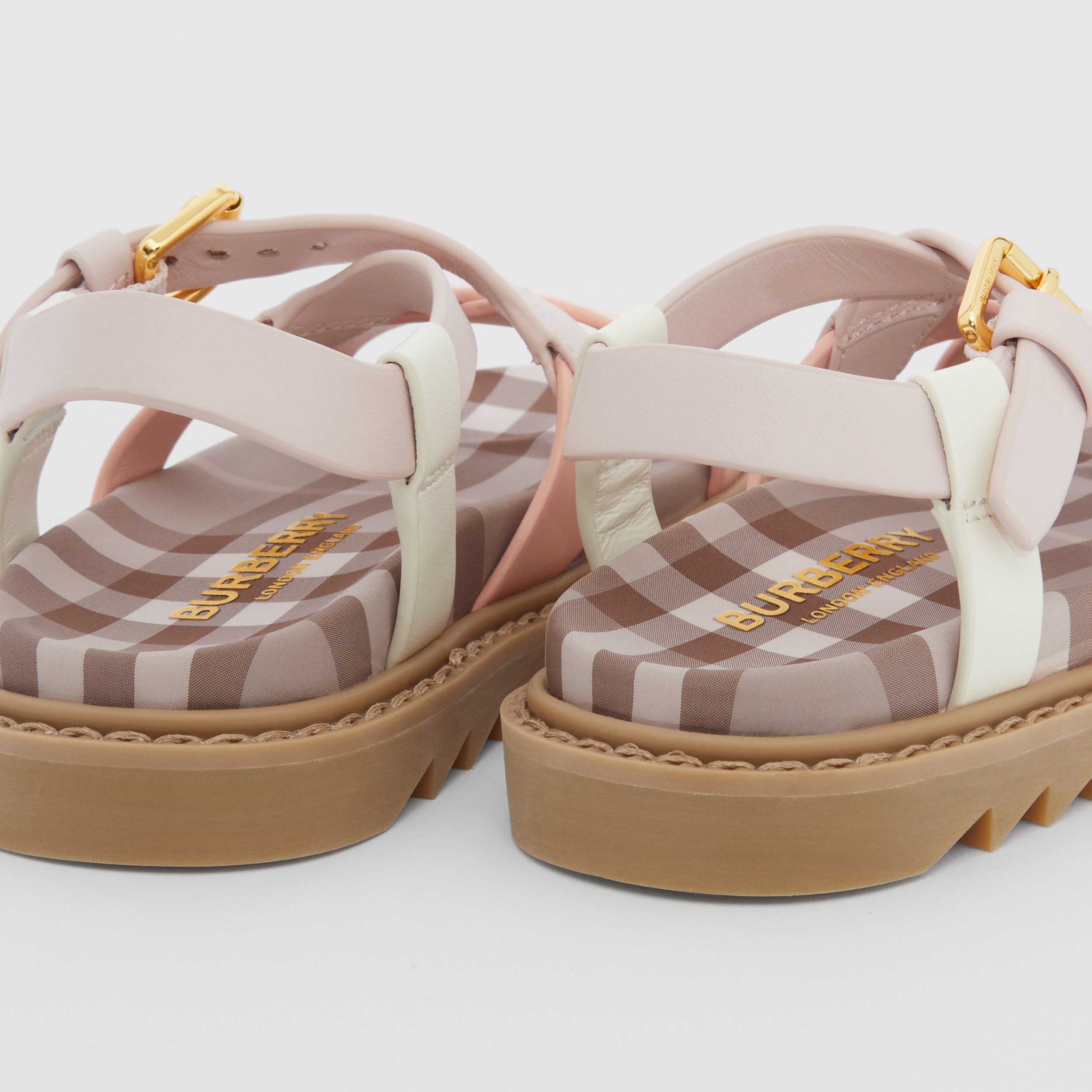 Vintage Check and Leather Sandals in Powder Pink - Children | Burberry® Official - 2