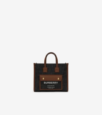 Mini Freya Tote in Indigo blue/malt brown - Women | Burberry® Official