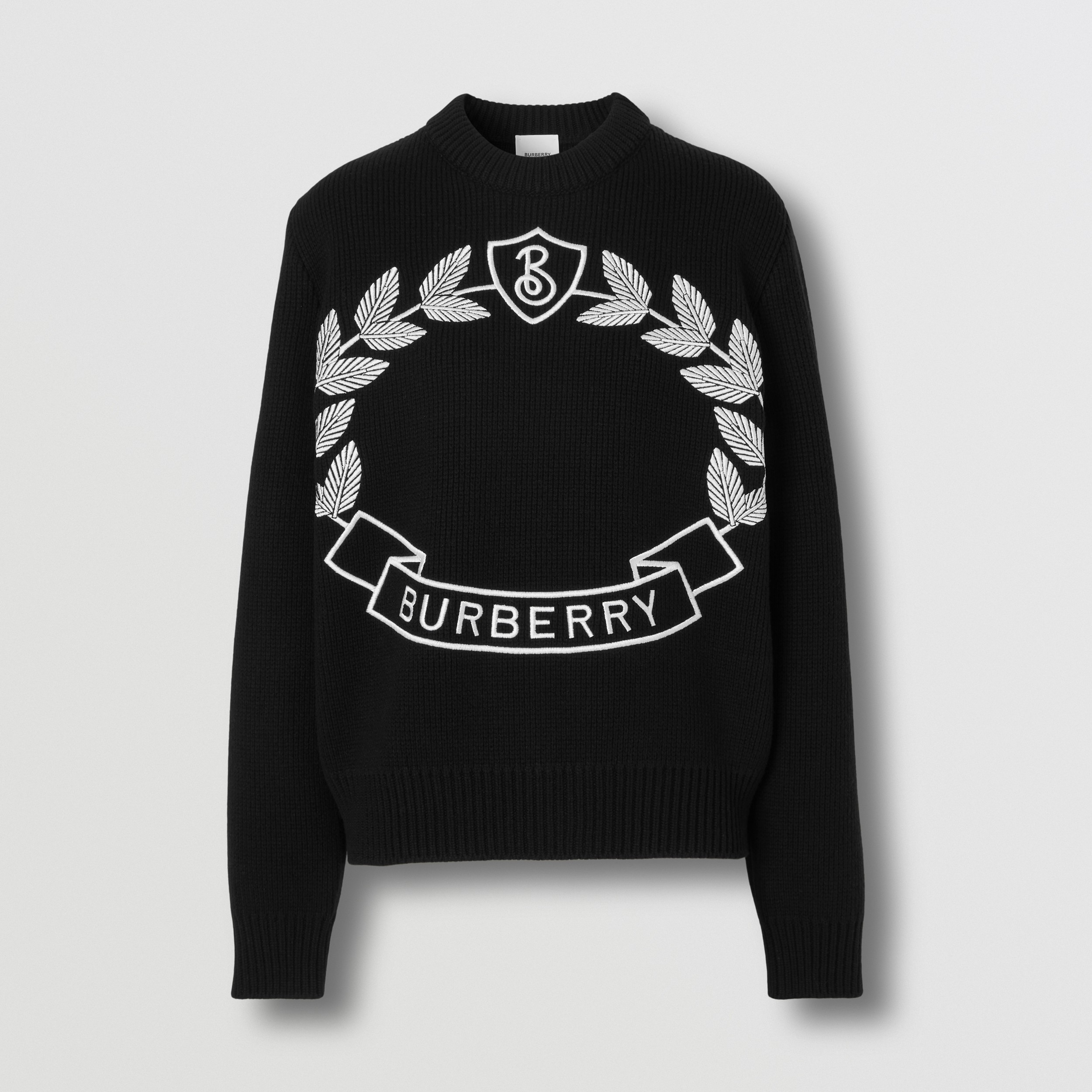 Suéter de lã e cashmere com emblema de folha de carvalho (Preto) - Mulheres | Burberry® oficial - 4