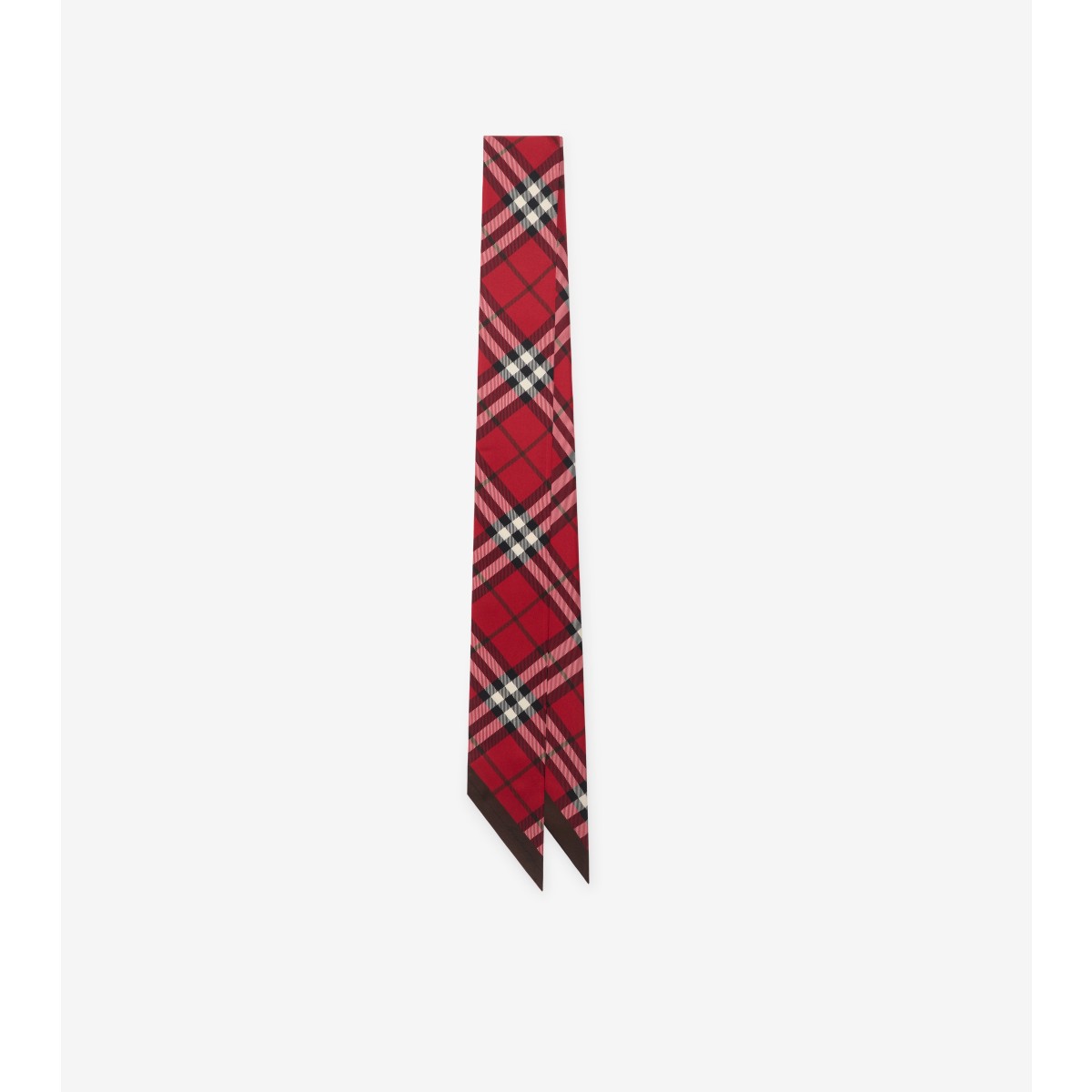 Burberry Check Skinny Silk Twill Scarf In Pillar/oxblood