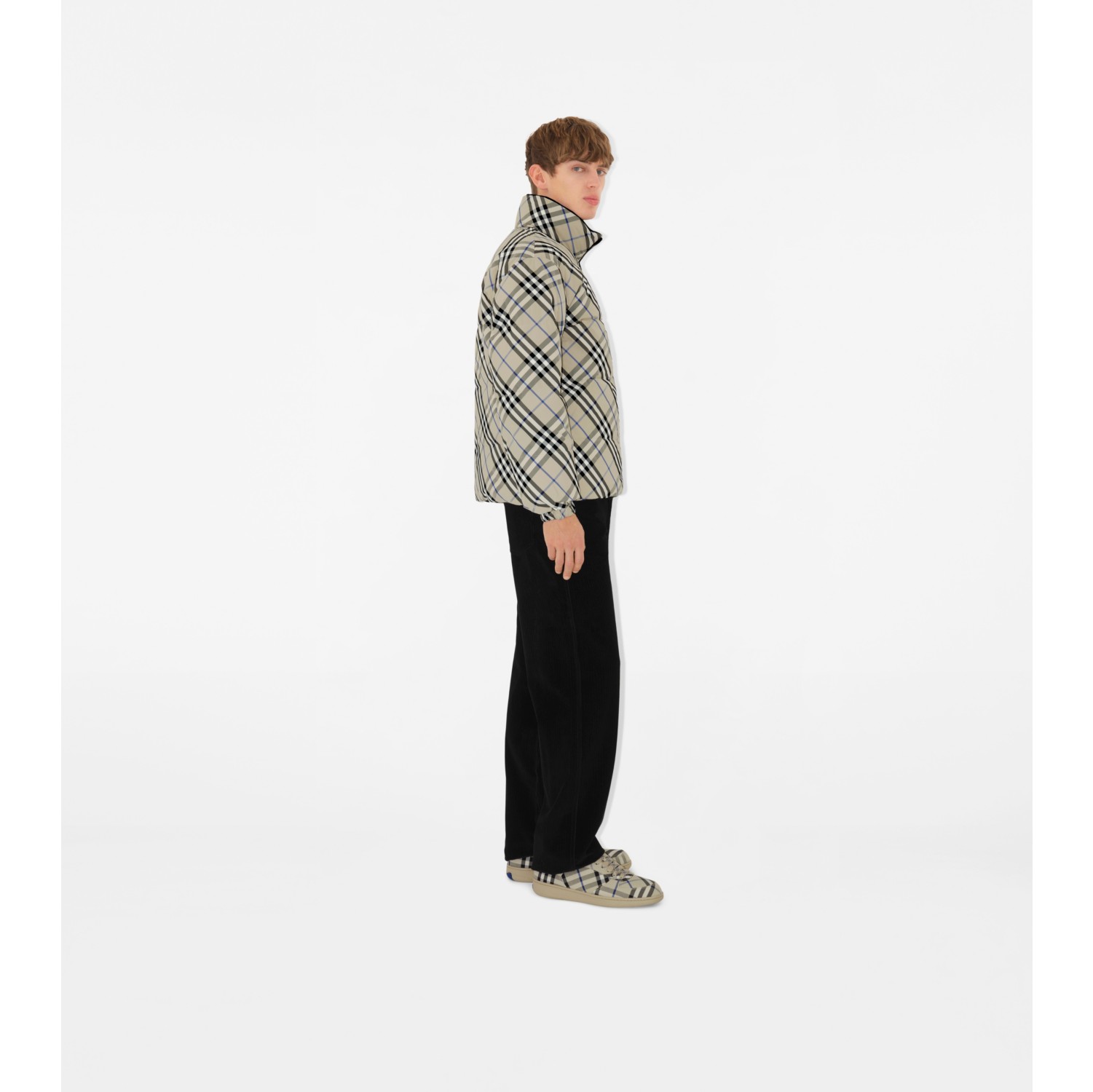 Reversible Check Nylon Puffer Jacket