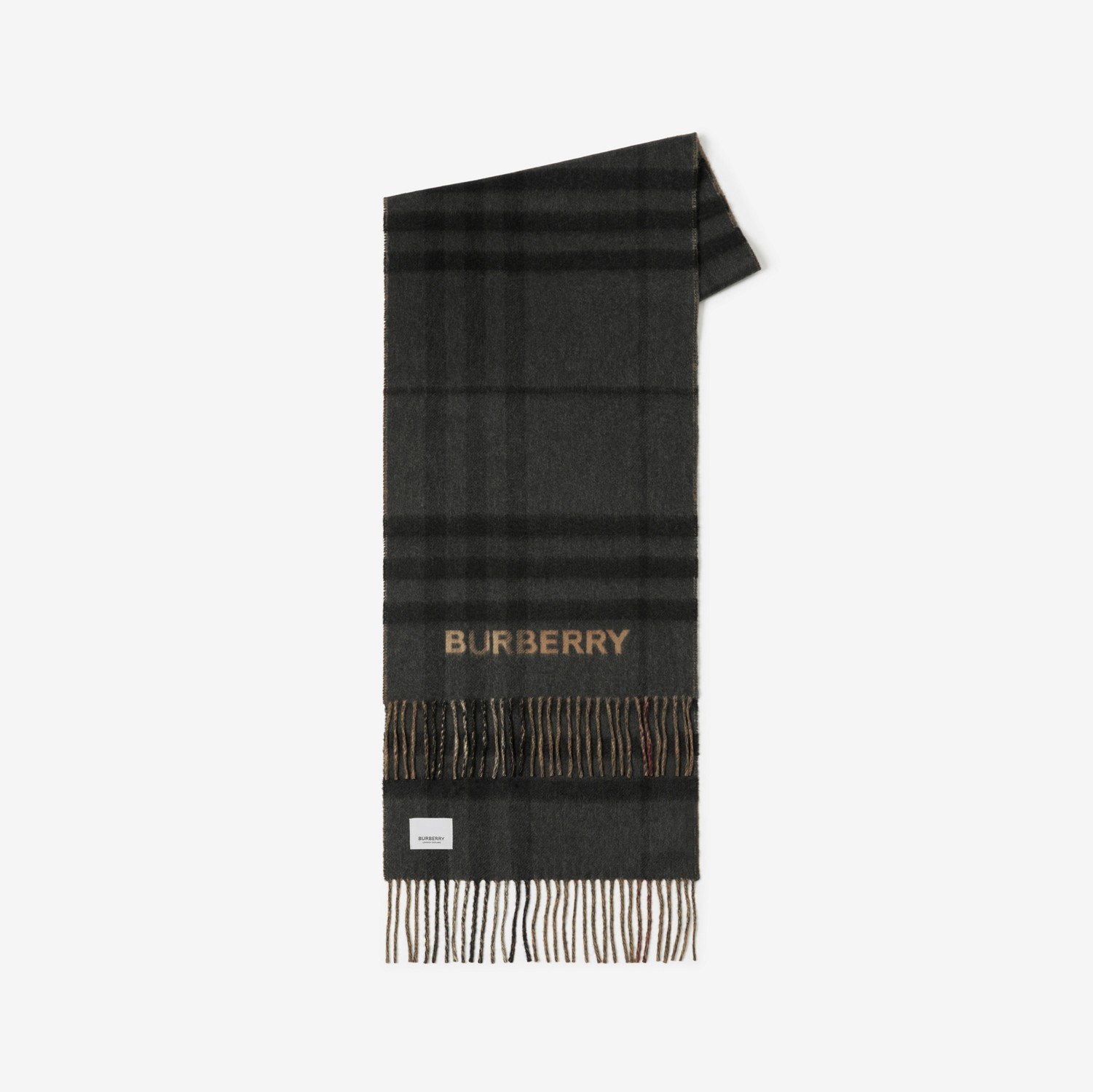 对比感格纹羊绒围巾 (典藏米色 / 黑色) | Burberry® 博柏利官网