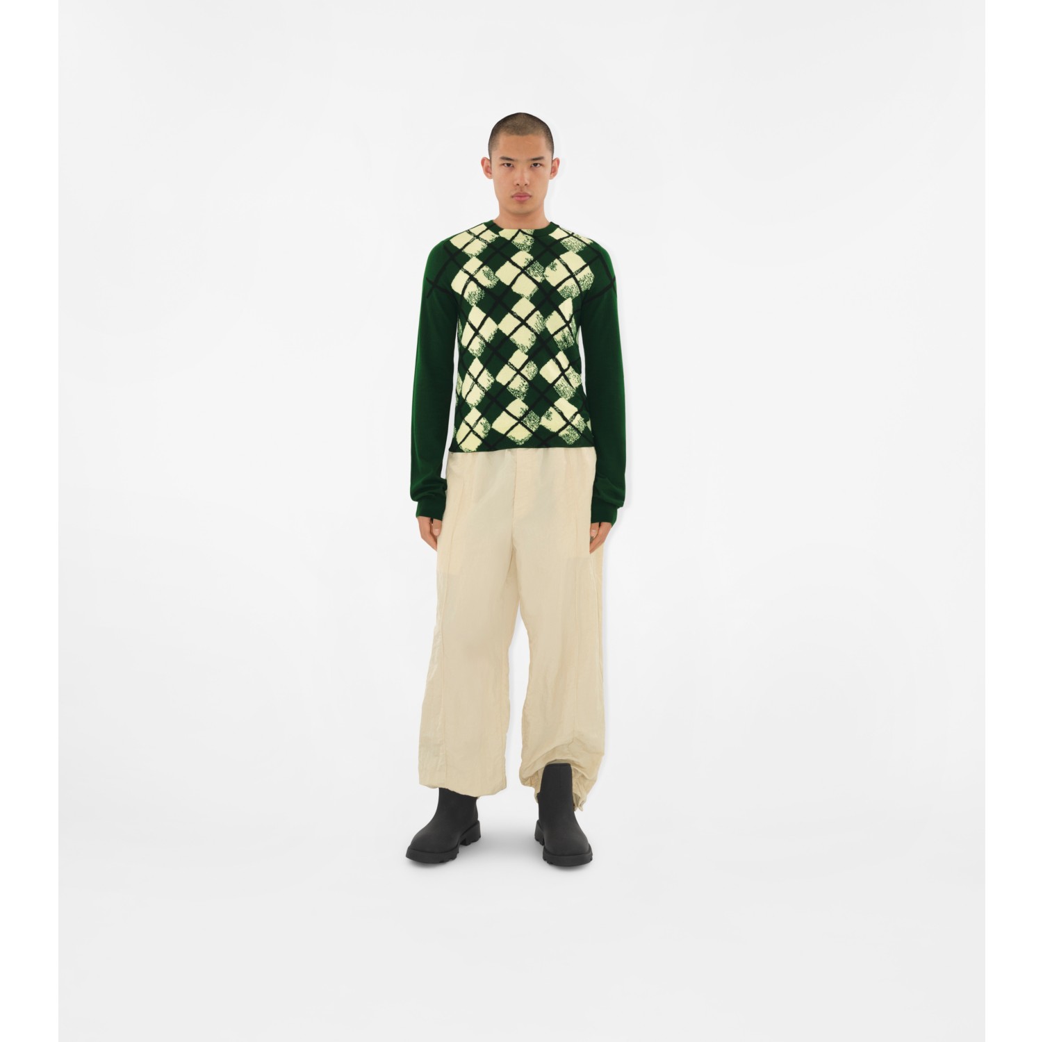 Argyle Cotton Sweater in Ivy - Men | Burberry® Official