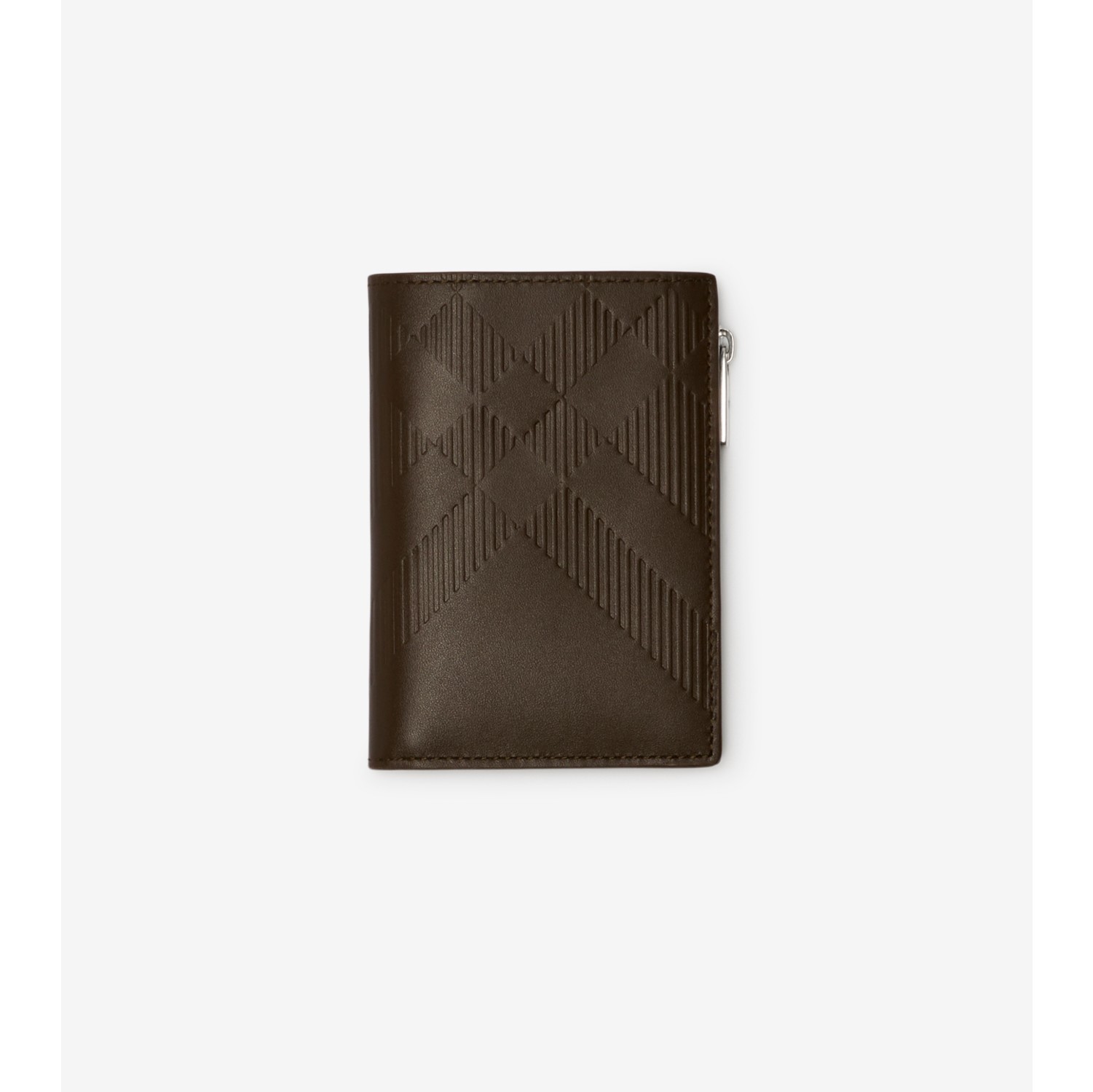 Embossed Check Zip Bifold Wallet in Military Men Burberry Official