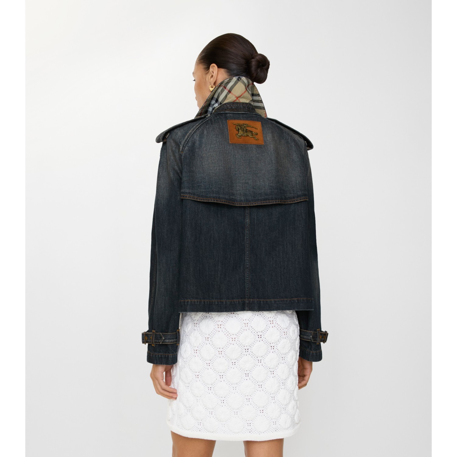 Cropped Denim Mayfair Trench Jacket - thumbnail 4