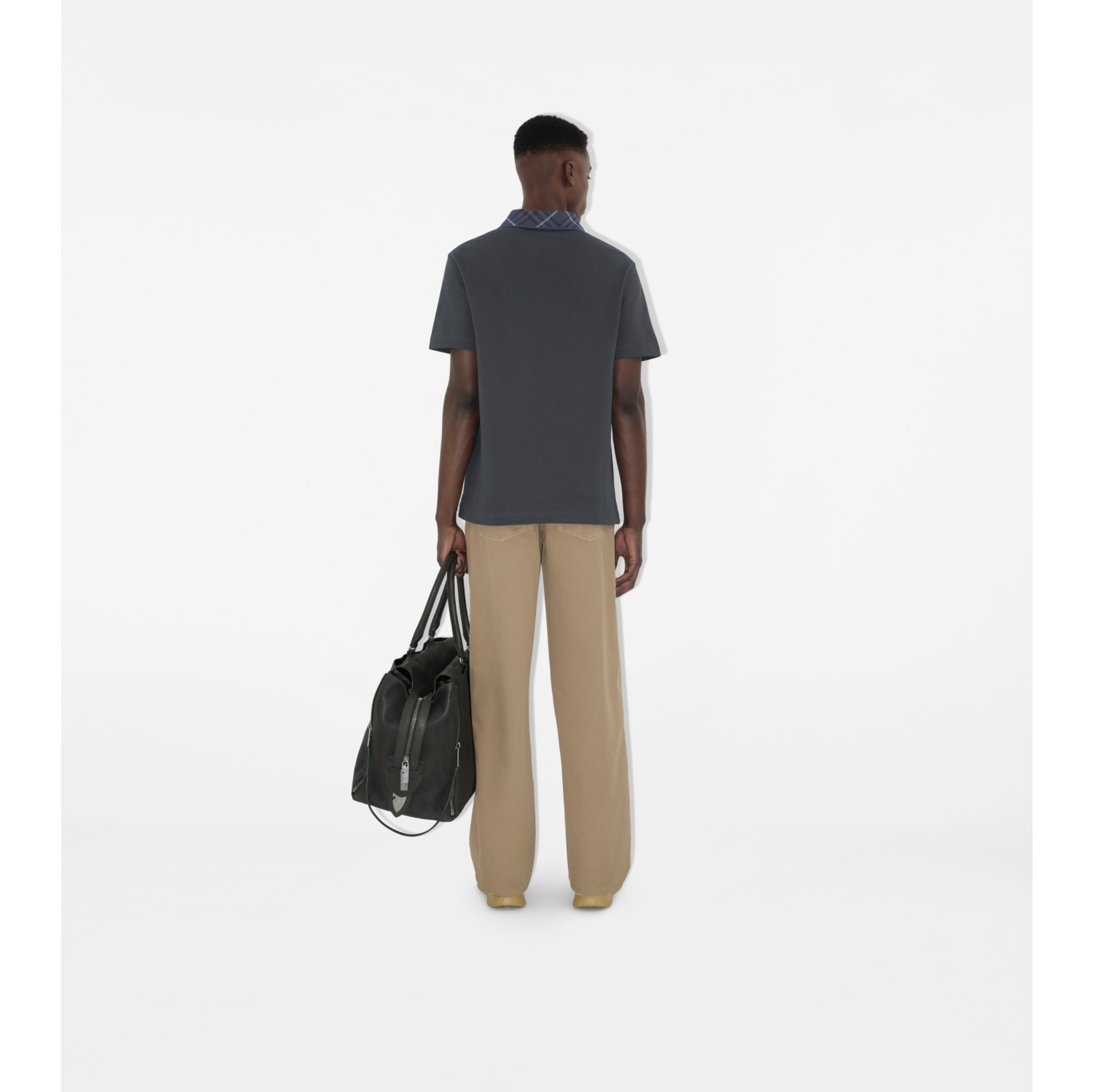 Check Collar Cotton Polo Shirt