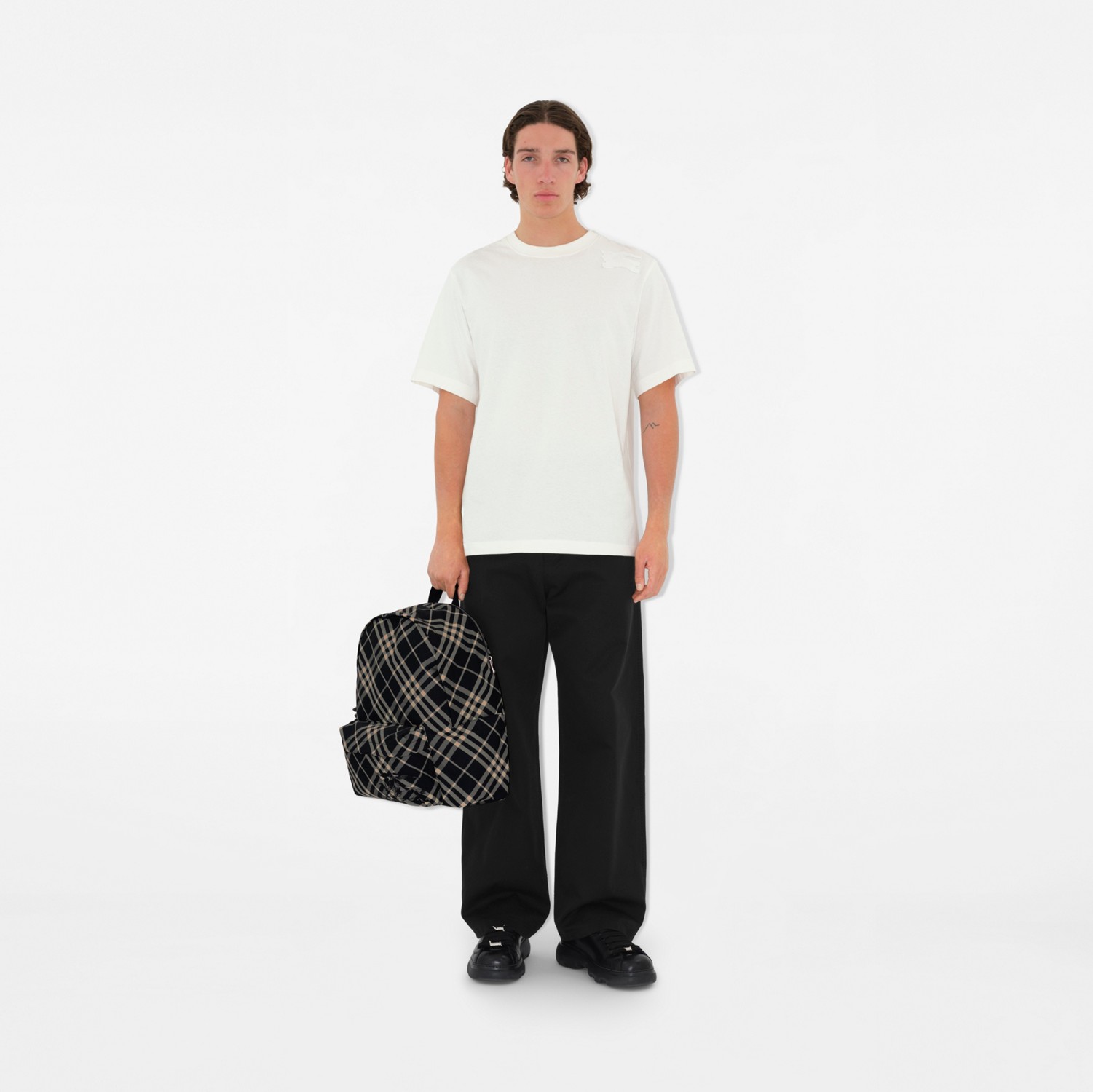 Check Backpack in Black/calico - Men, Nylon | Burberry® Official Check Backpack in Black/calico - Men, Nylon | Burberry® Official