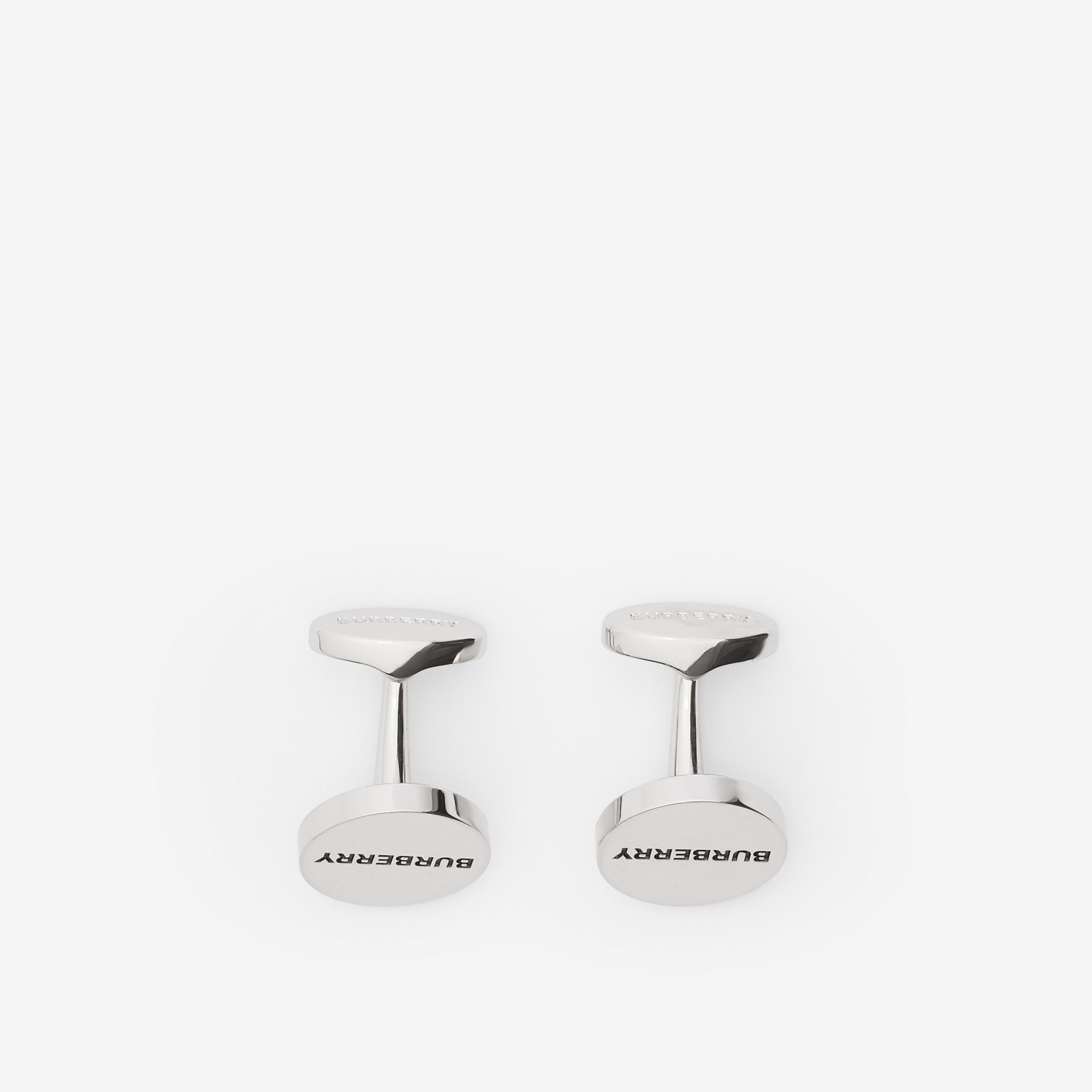 Logo Detail Palladium-plated Cufflinks in Silver - Men | Burberry® Official - 3