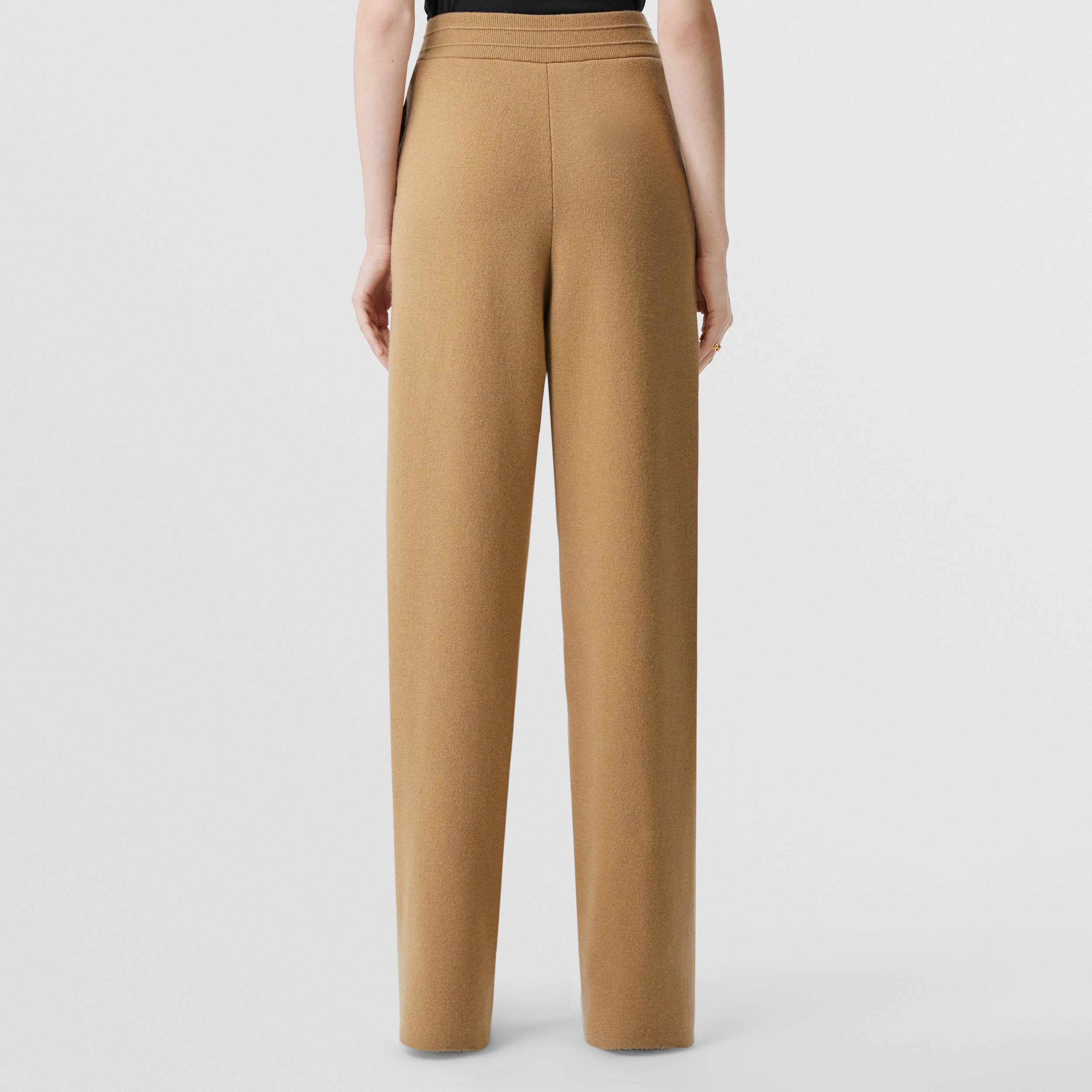 Embroidered Logo Cashmere Blend Jogging Pants in Camel - Women | Burberry® Official - 3