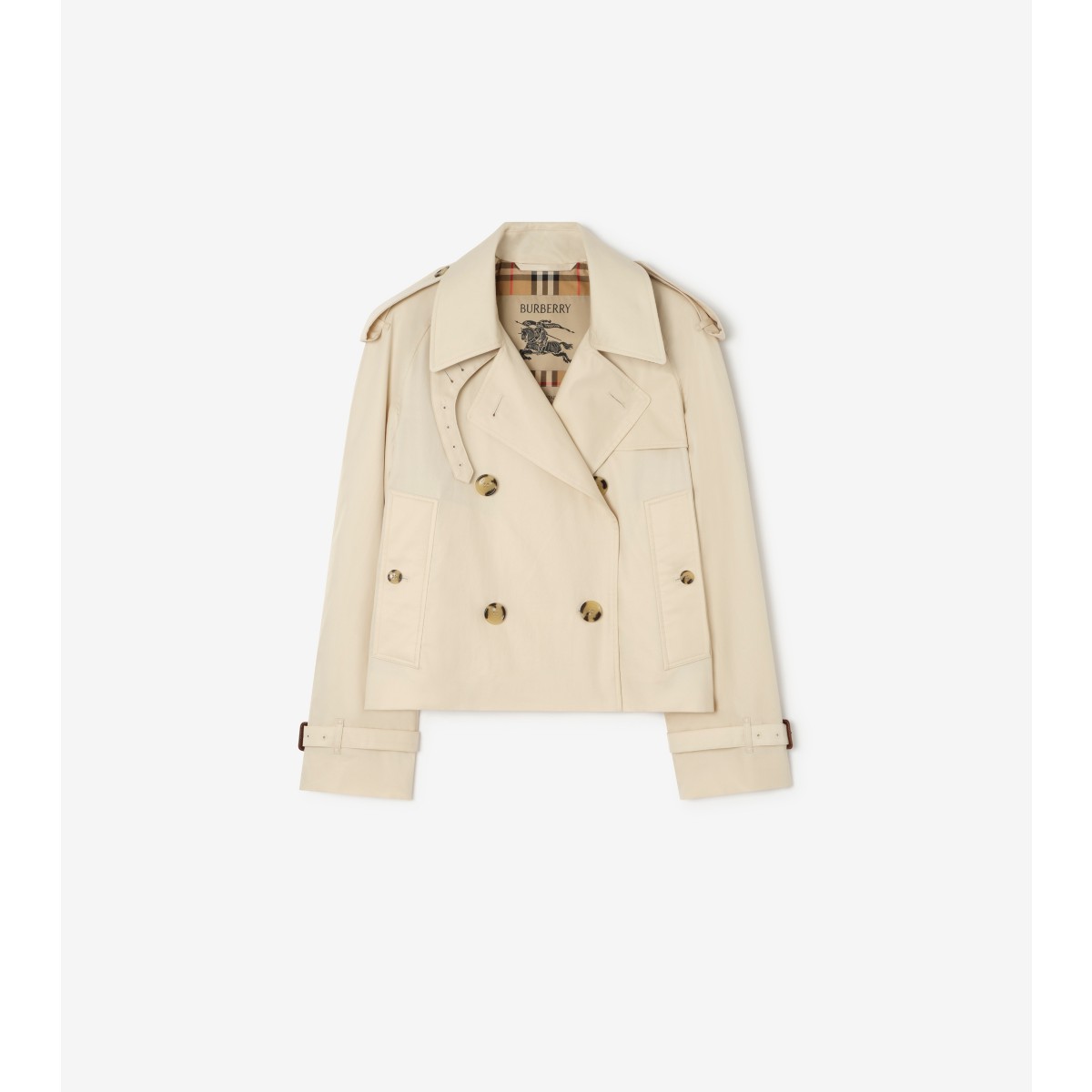  Check Cropped Tropical Gabardine Mayfair Trench Jacket