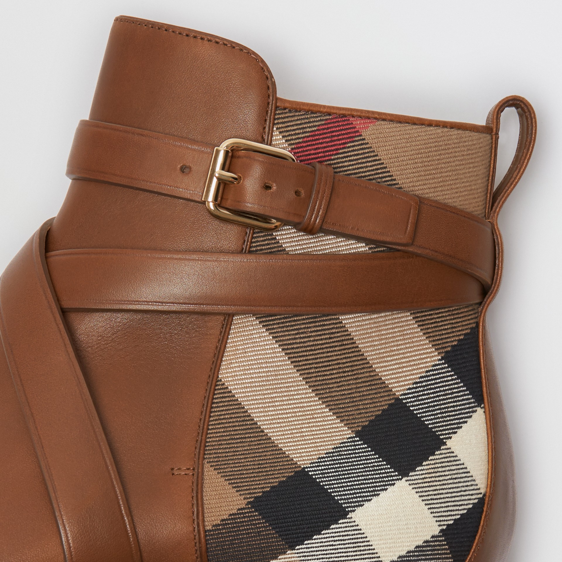 vintage check and leather ankle boots