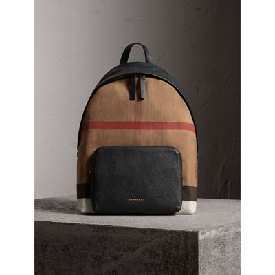 Burberry Canvas Check And Leather Backpack In Black | ModeSens
