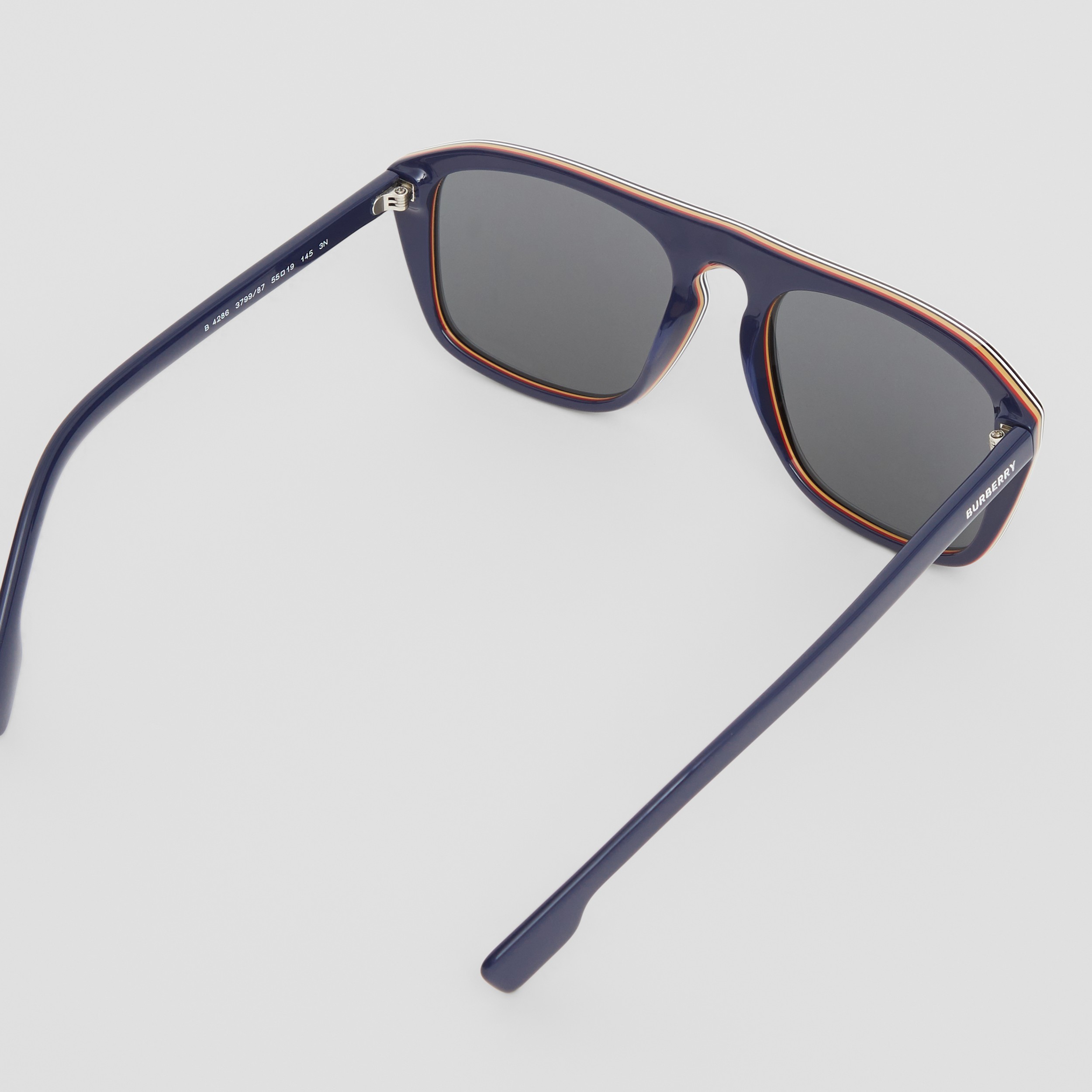 Icon Stripe Detail Square Frame Sunglasses in Blue - Men | Burberry® Official - 4