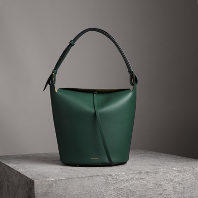 Leather Bucket Bag in Viridian Green 