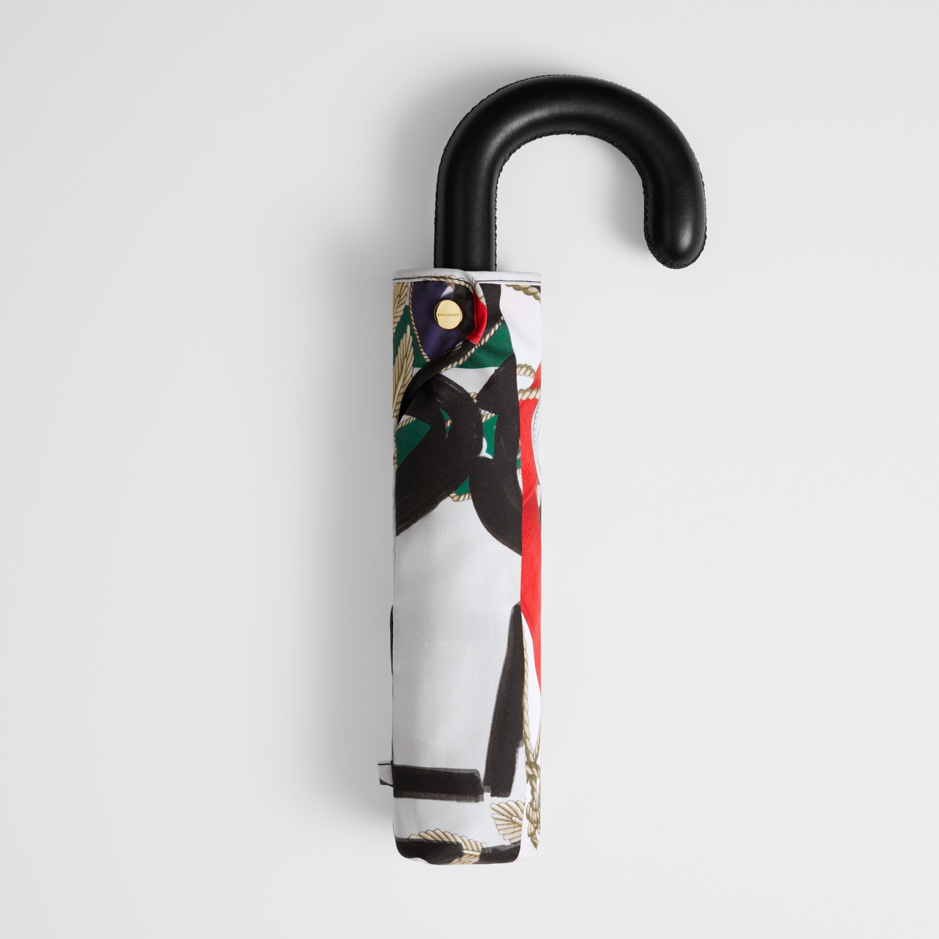 Graffiti Archive Scarf Print Folding Umbrella in Multicolour Burberry