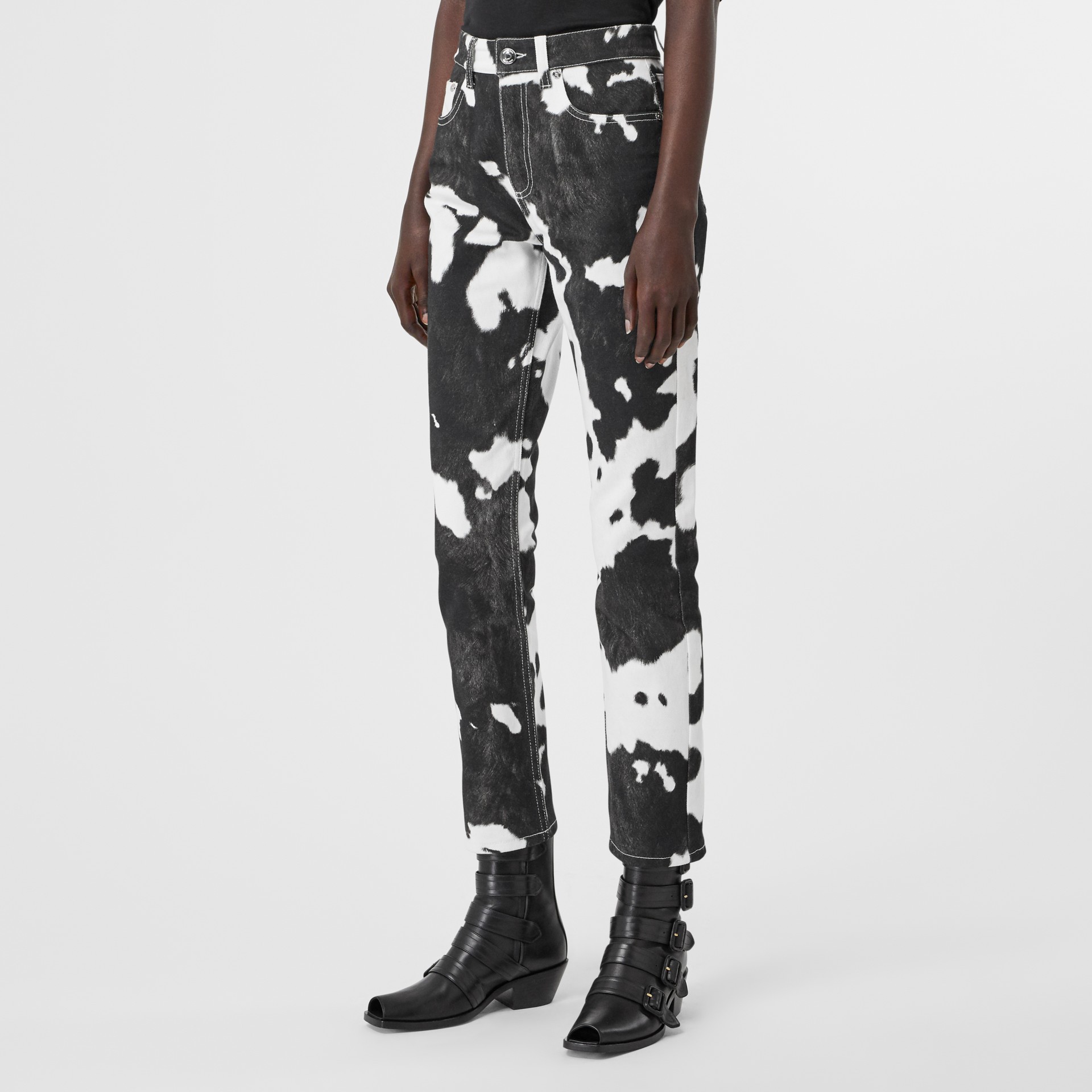 cow print jeans womens