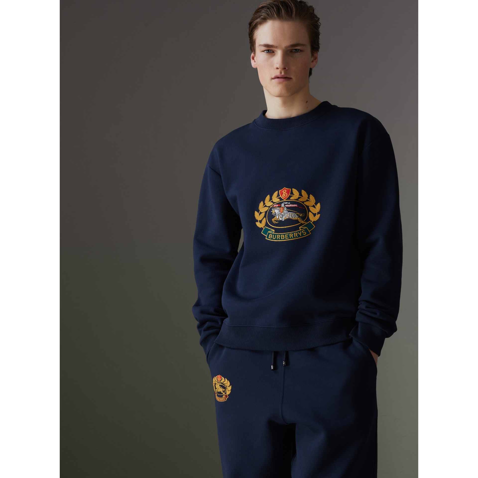 Reissued Jersey Sweatshirt in Dark Blue - Men | Burberry United States