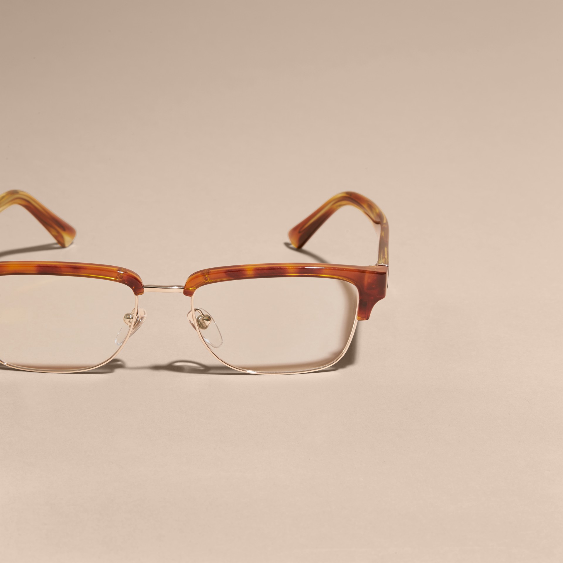 Half-rimmed Oval Optical Frames Light Russet Brown Burberry