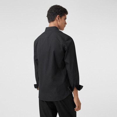 slim fit monogram motif stretch cotton poplin shirt