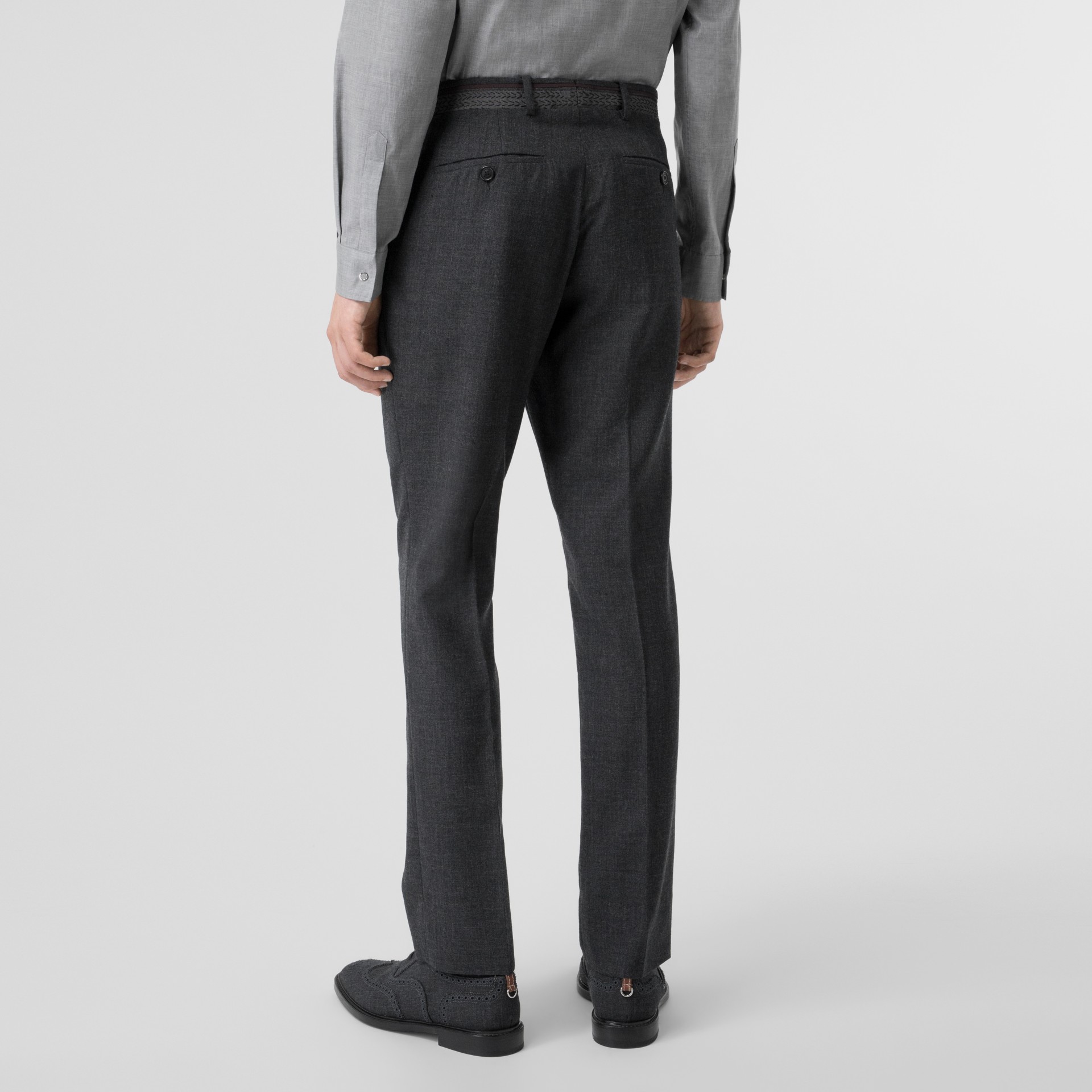 Classic Fit Wool Tailored Trousers in Dark Grey - Men | Burberry United ...