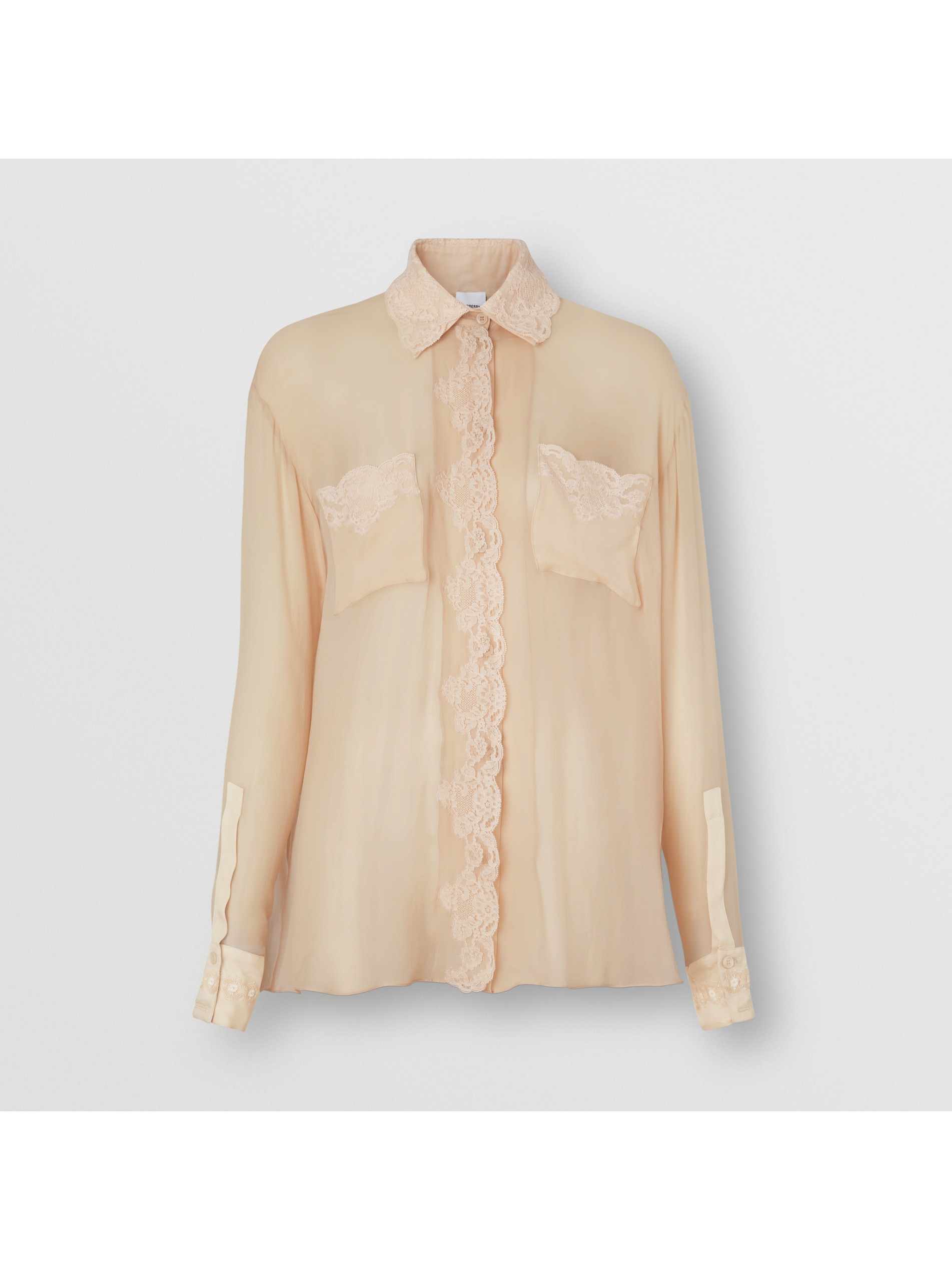 蕾丝装饰丝质雪纺衬衫