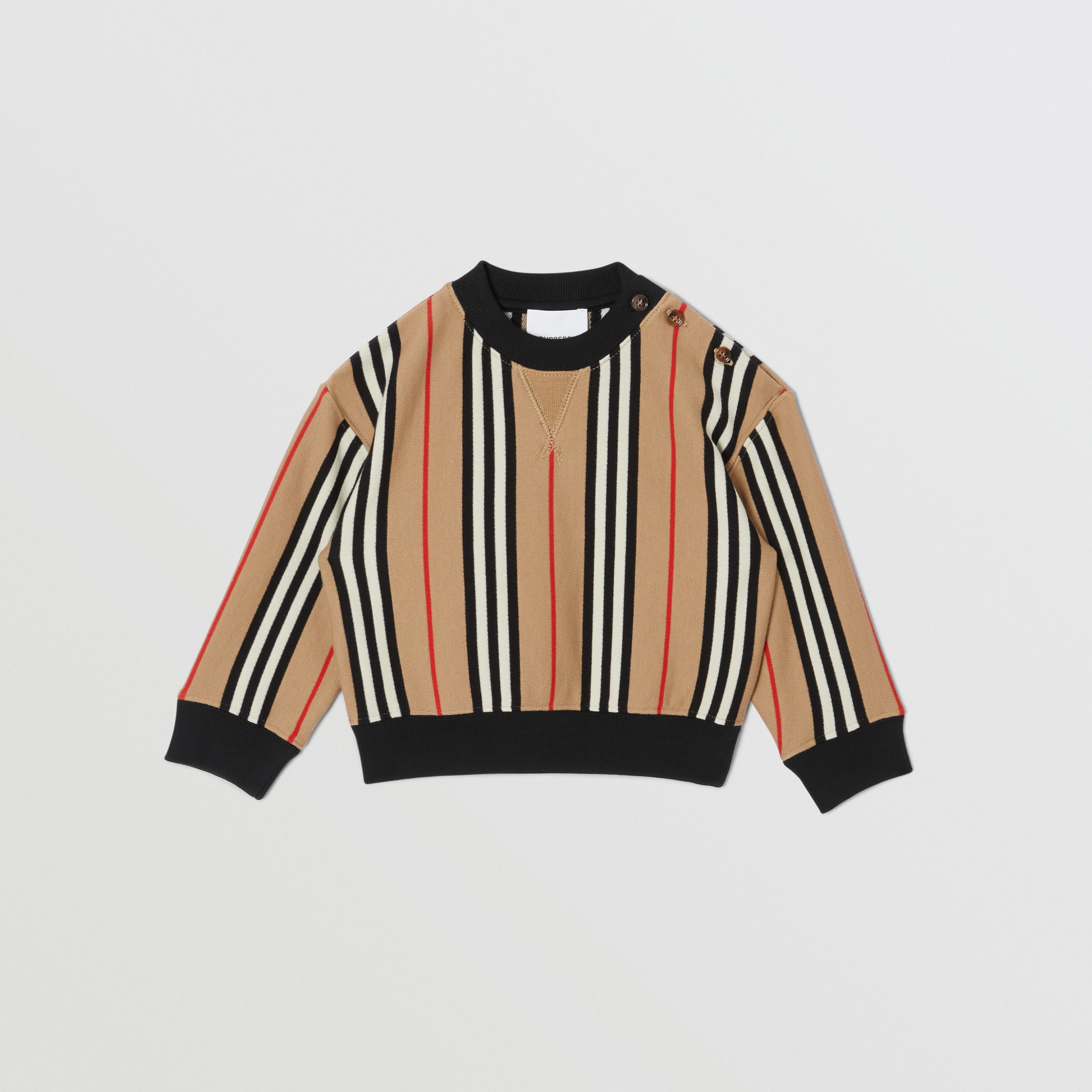 Sweatshirt Aus Baumwolle Mit Streifenmuster Vintage Beige Kinder Burberry