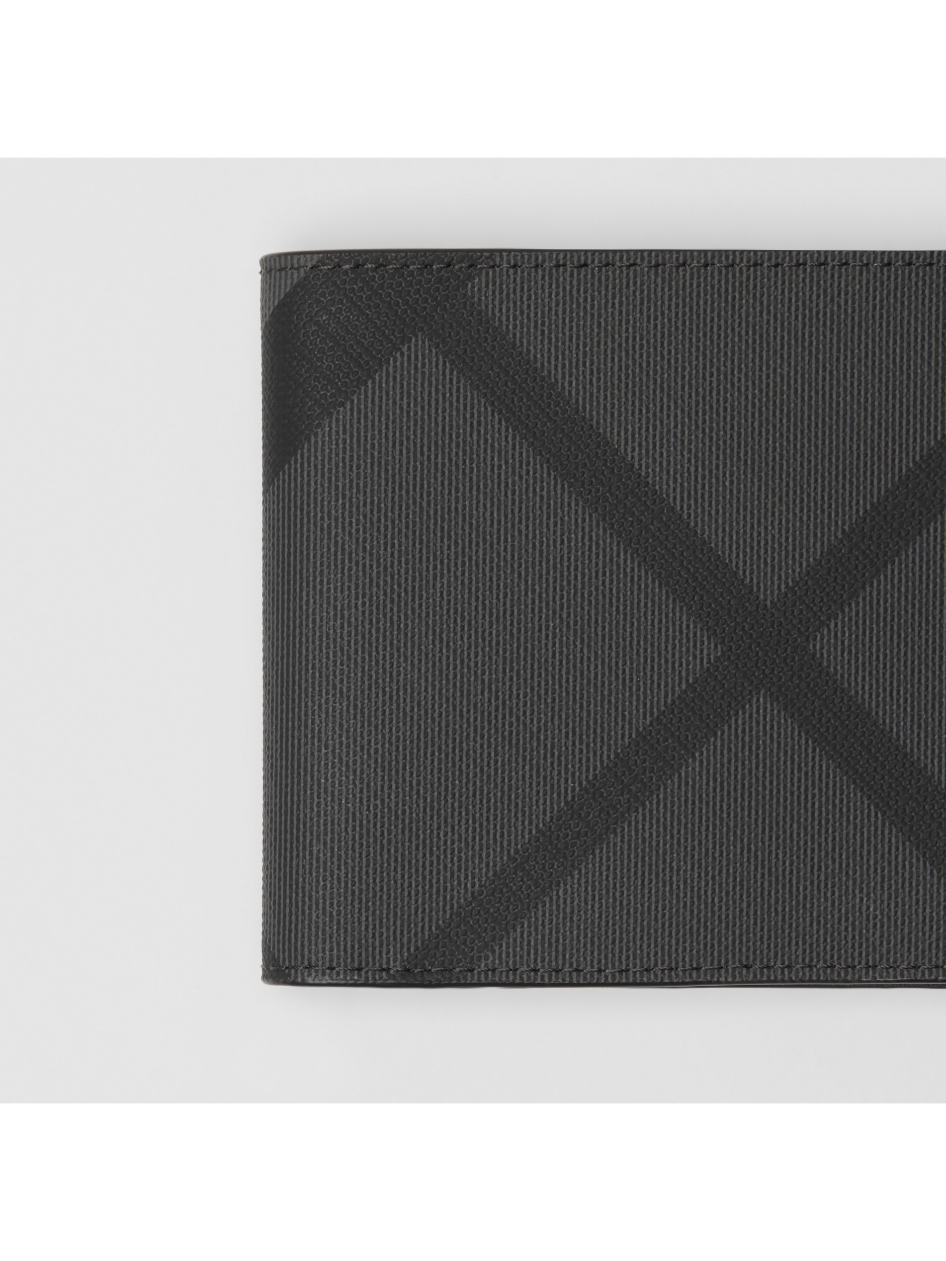 炭灰色 / 黑色 london 格纹拼皮革双折钱夹(国际版) 产品图片21