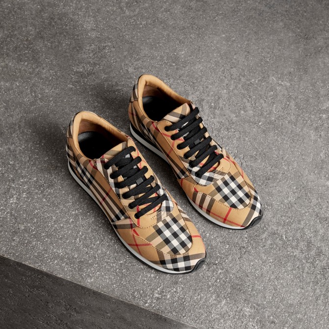 BURBERRY Vintage Check Cotton Sneakers,40761551