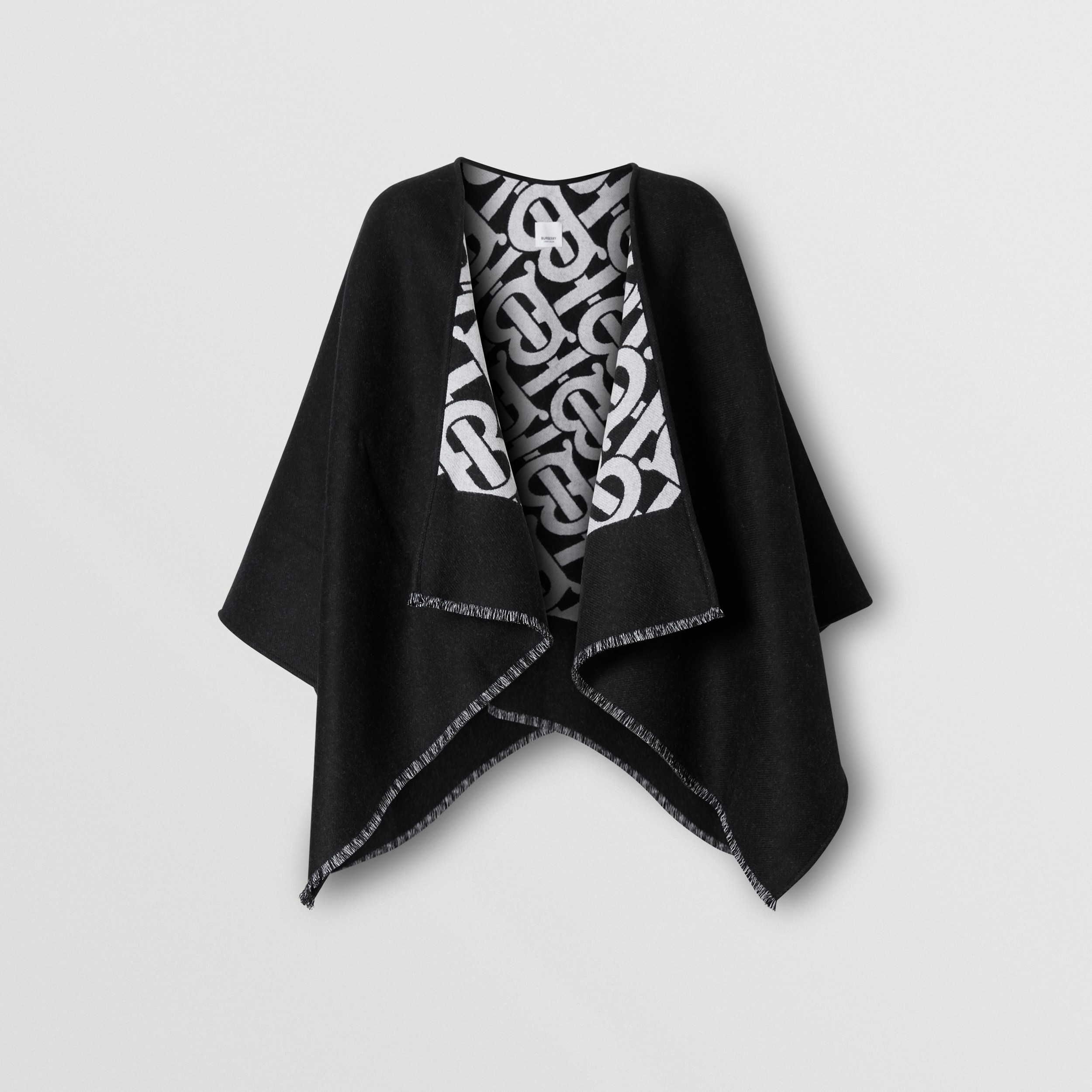 Capa en lana con monogramas en jacquard (Negro) | Burberry® oficial - 4