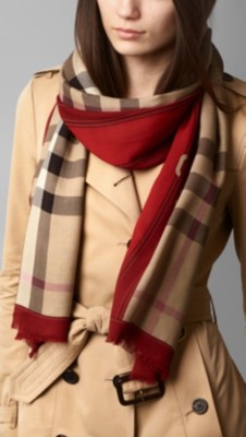 Haymarket Check Scarf in Ruby Red Chk 