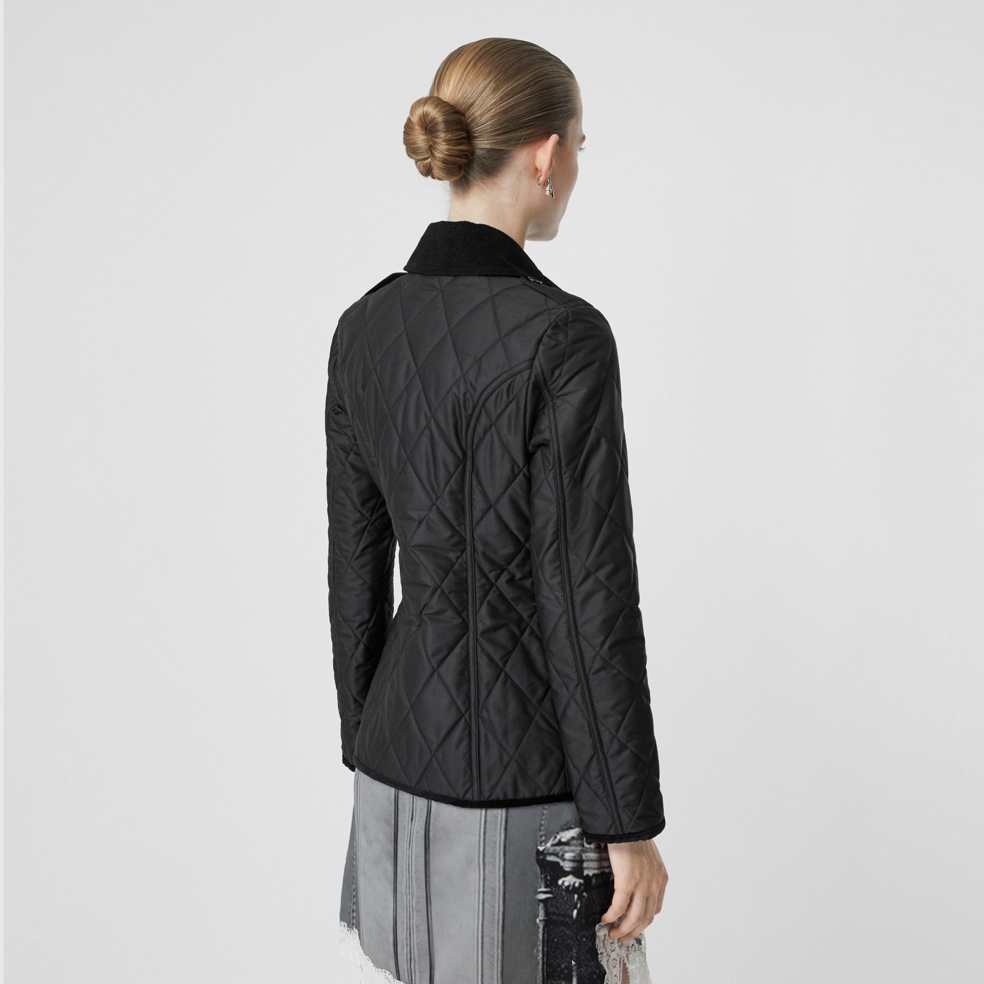 Monogram Motif Diamond Quilted Jacket in Black - Women | Burberry ...