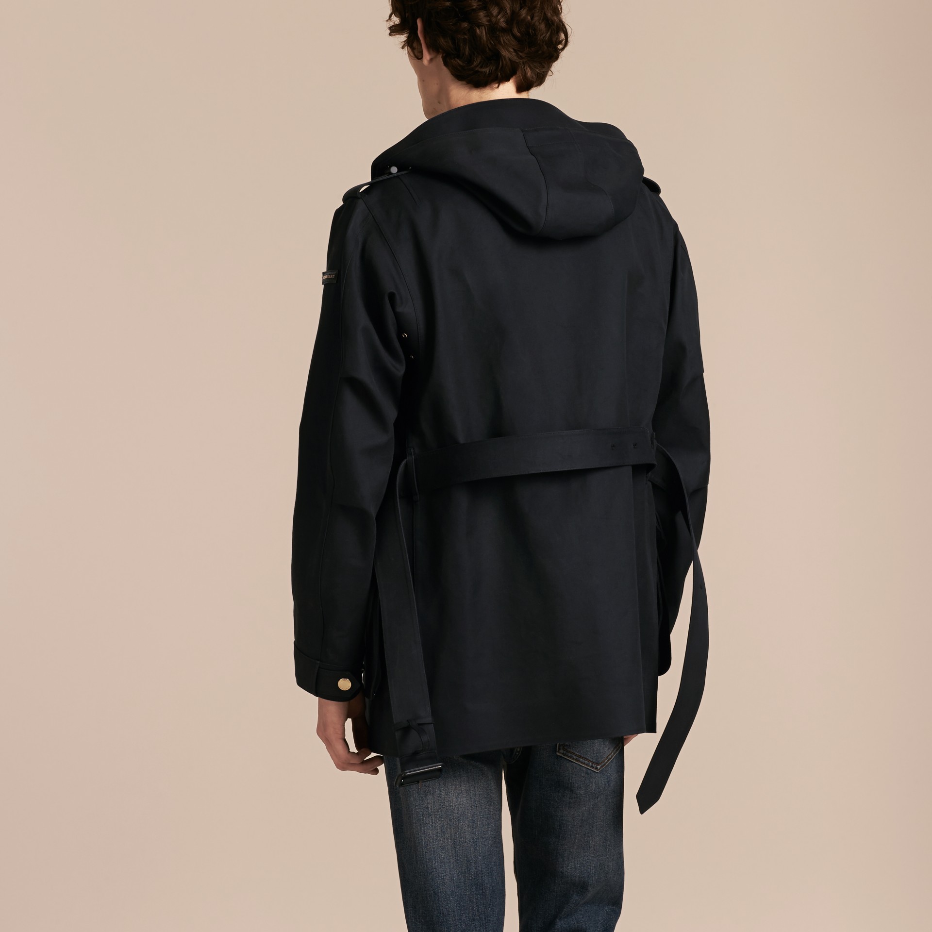 Hooded Bonded Cotton Field Jacket in Navy | Burberry United States