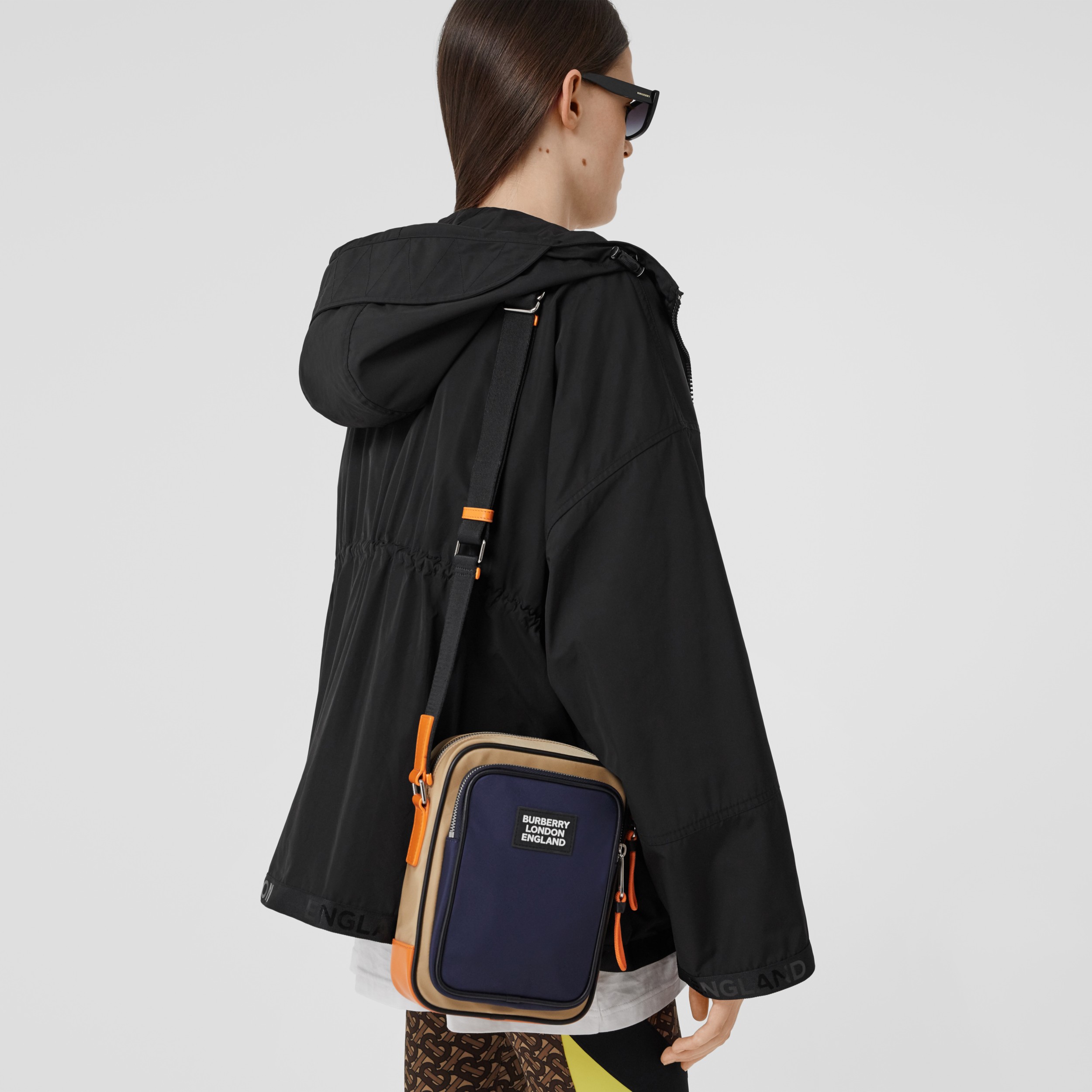 Logo Appliqué Twotone ECONYL® Crossbody Bag in Regency Blue/bright Orange Men Burberry