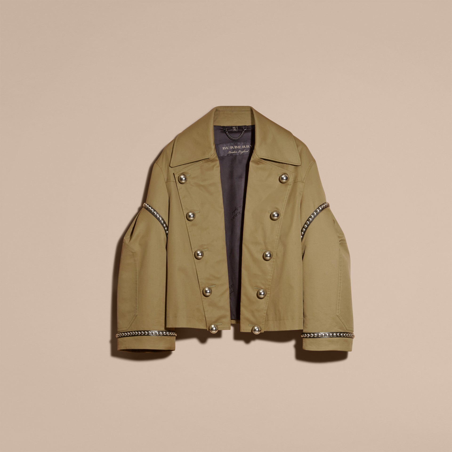 Stretch Cotton Military Jacket in Sage - Women | Burberry United States