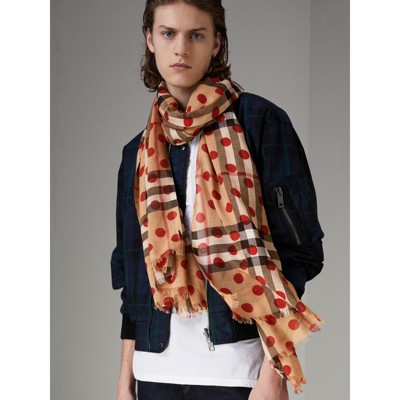 burberry check print silk scarf