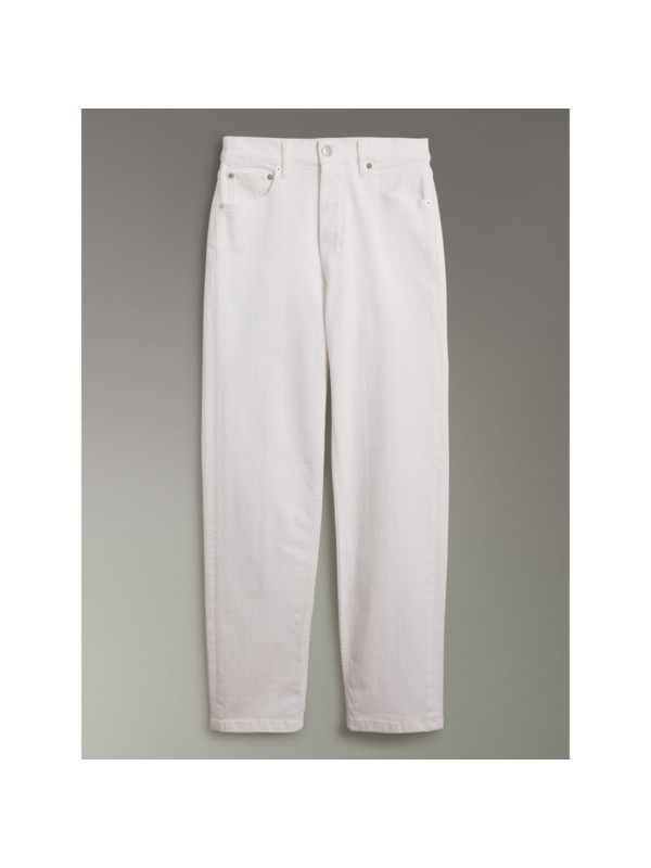 Straight Fit Powerstretch Denim Jeans in White Women Burberry