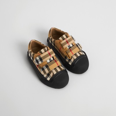 burberry check leather sneakers