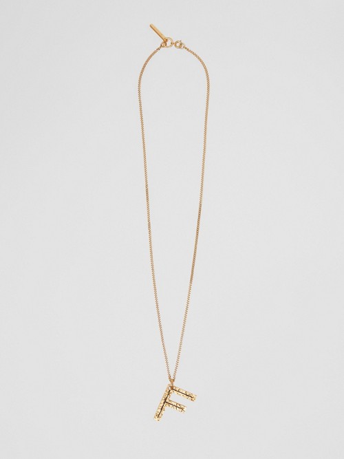 Burberry ‘f' Alphabet Charm Gold-plated Necklace In Light Gold